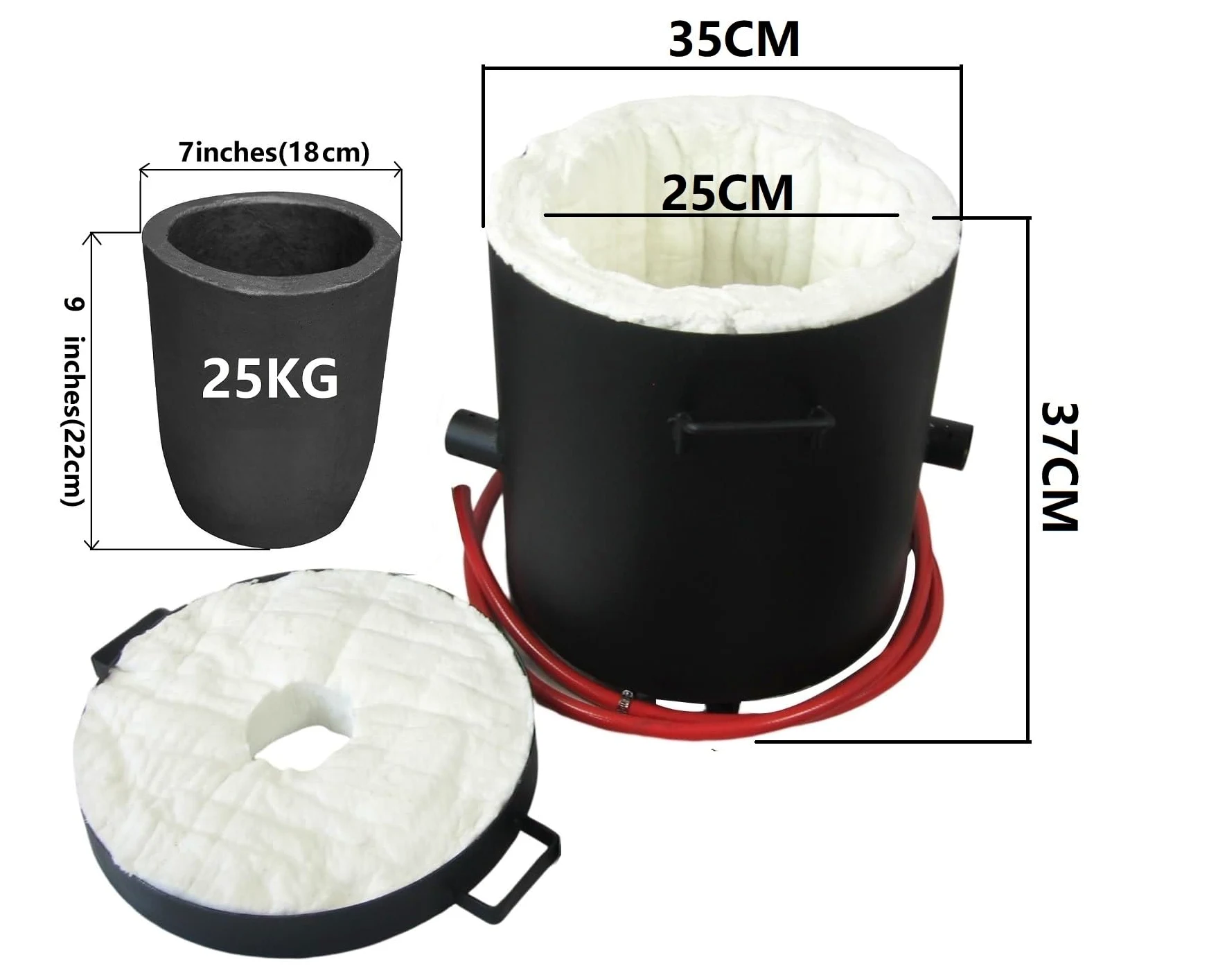 25KG Groß Propangas-Schmelzofen-Set, Dual Brennern mit Regler, Metall Schmelzofen mit 25KG Graphit-Tiegel, Gießerei Brennofen für Schmelzendes Kupfer, Messing, Gold und Aluminium