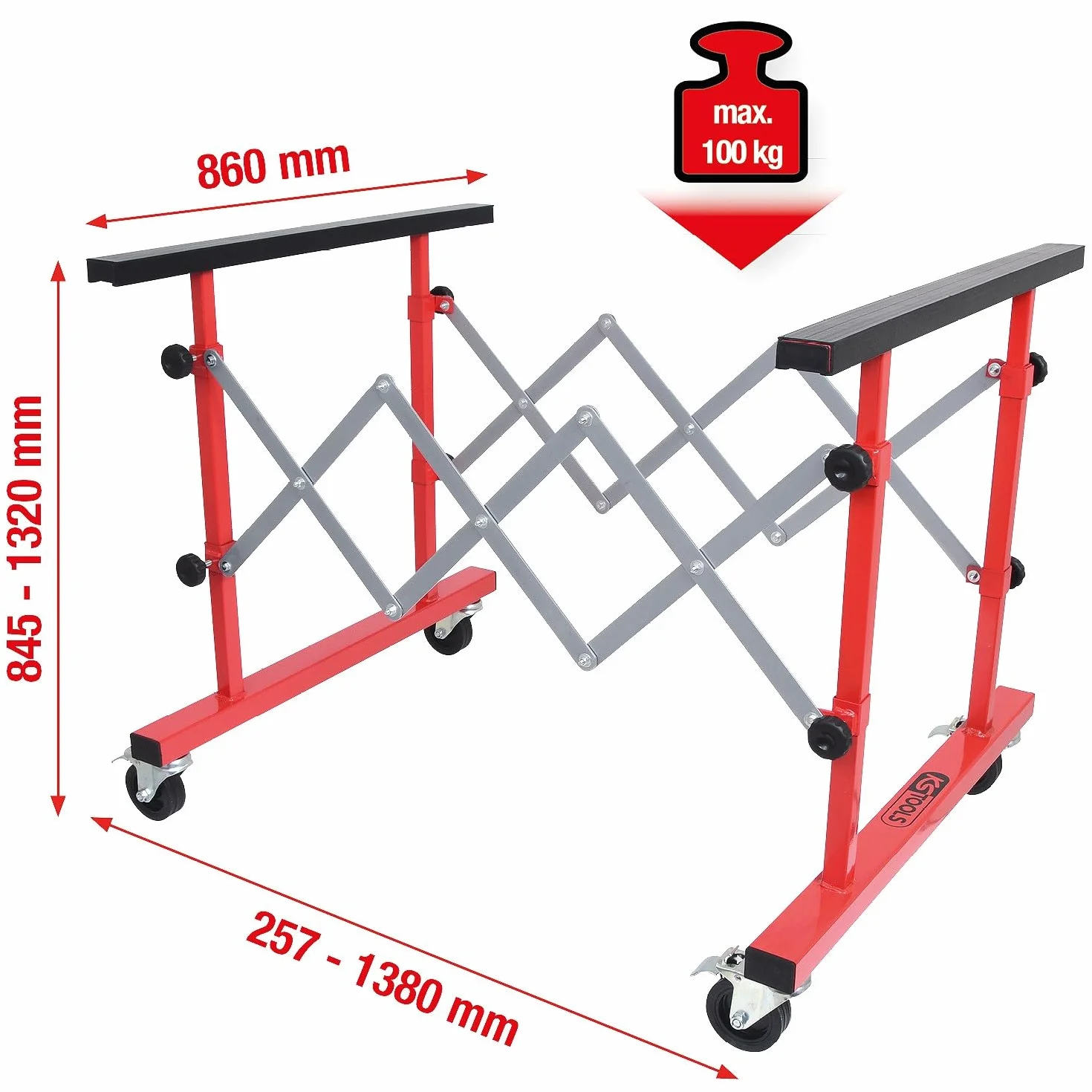 KS Tools 500.8100 Universal Teleskop-Mehrzweckwagen, 257-1380mm