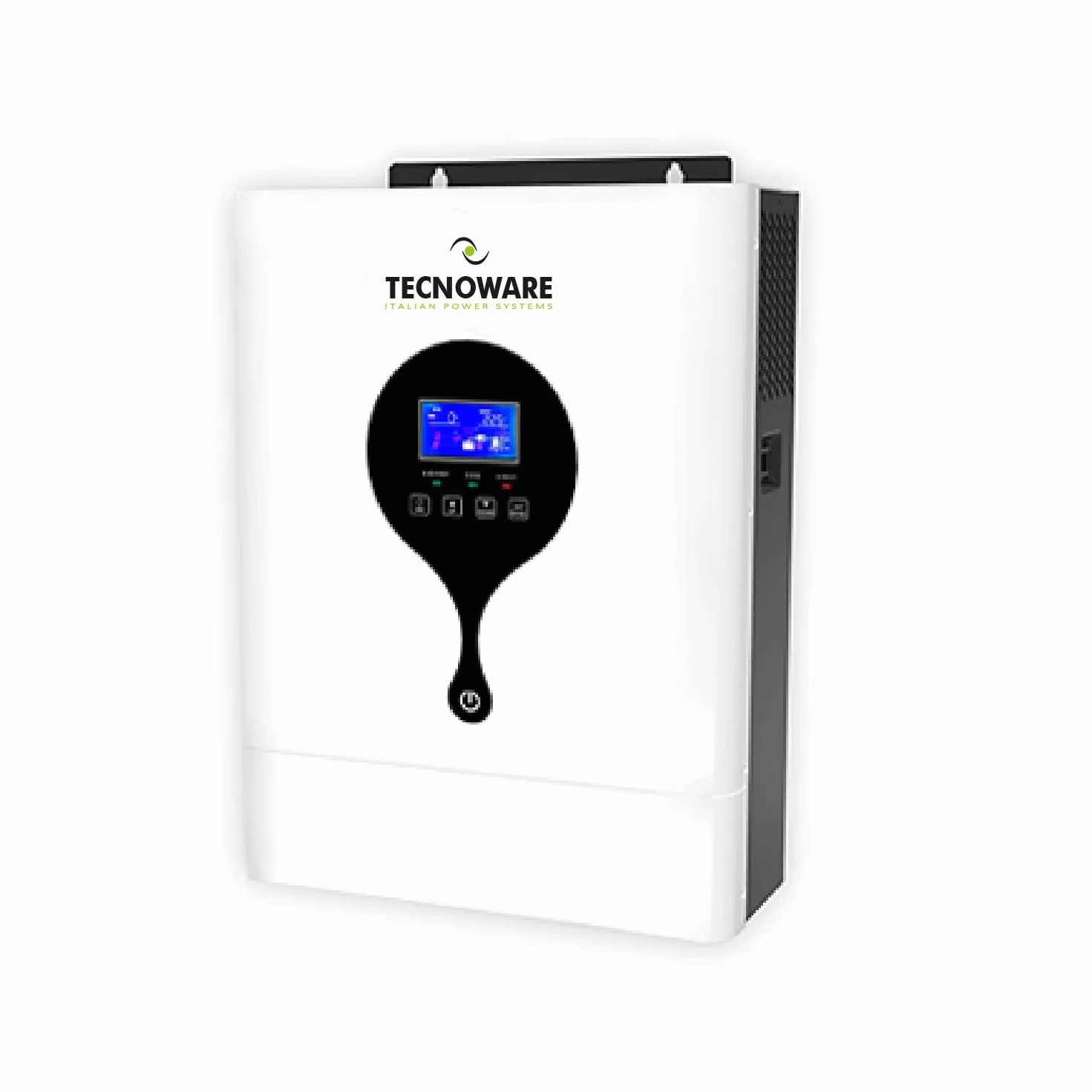 Tecnoware Power Systems - Hybrid Solar-Wechselrichter 3500VA, Reine Sinuswelle, MPPT 120V-450V, Integriertes Batterieladegerät, Kontinuierliche Stromversorgung, USB/RS232 Schnittstelle, Weiß, 3500VA