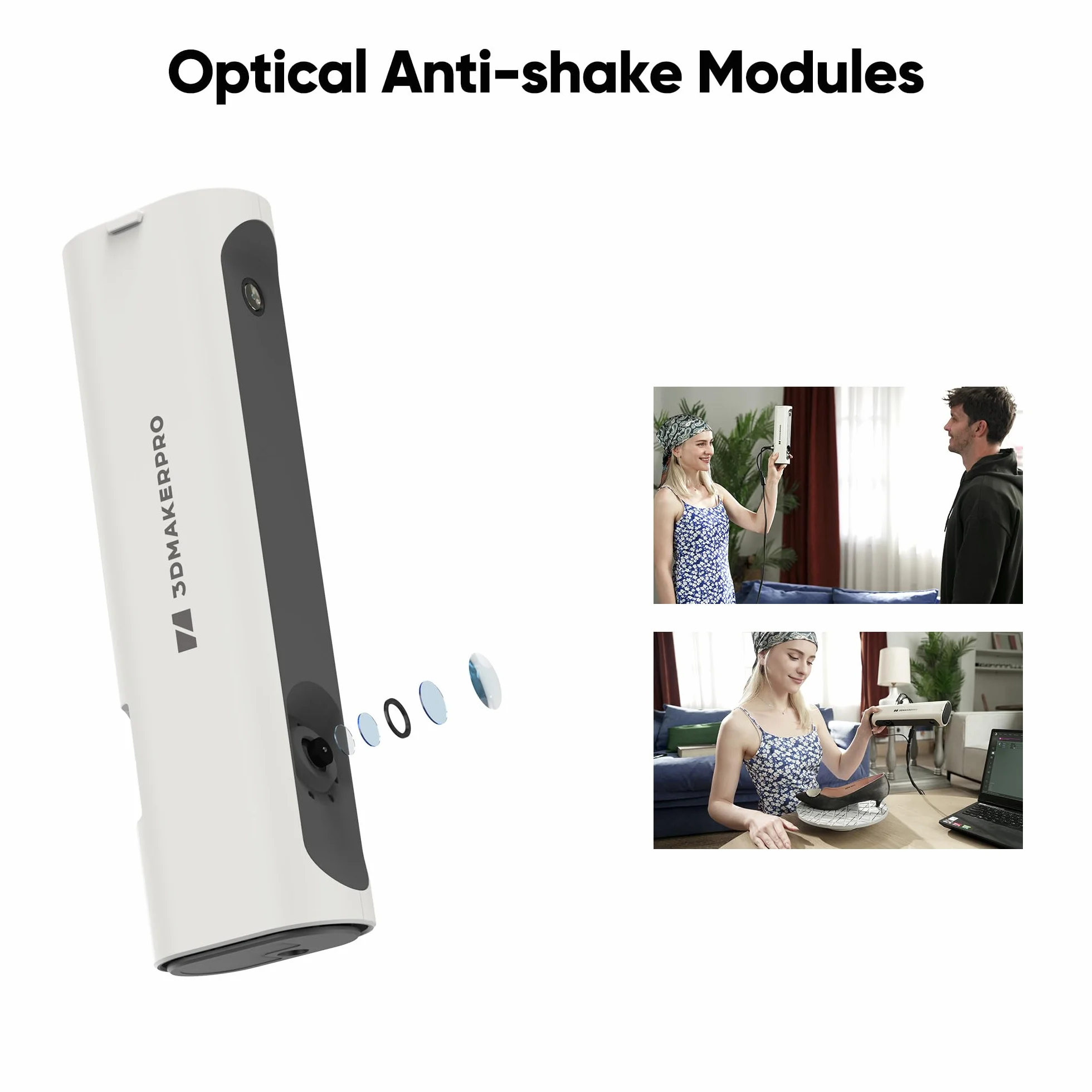 3DMakerpro 3D Scanner Lynx 0,1 mm Genauigkeit und 10 FPS Scangeschwindigkeit, tragbarer 3D-Scanner für 3D-Druckmodelle, Design mit intelligentem großflächigen Ausrichtungsalgorithmus - Standardpaket