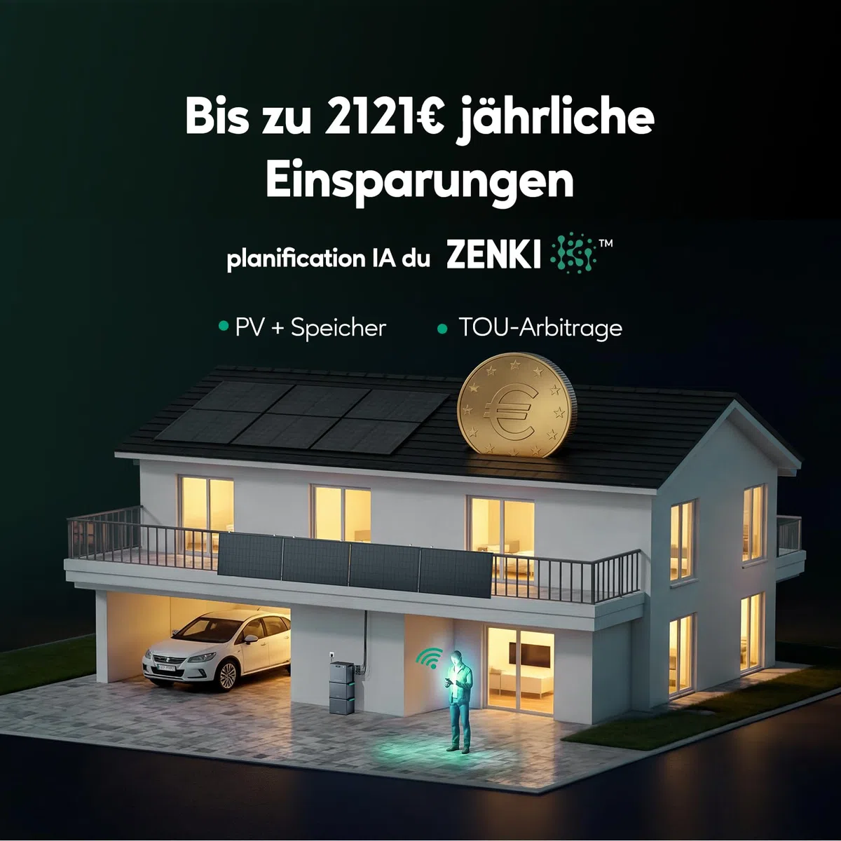 Zendure SF2400 Pro - Balkonkraftwerk mit Speicher 2400W Bidirektionaler AC-Ausgang, Solarspeicher für Balkonkraftwerk mit 4800W PV-Eingang (3000W DC + 1800W AC), Eweiterbar von 16,8kWh, Plug & Play