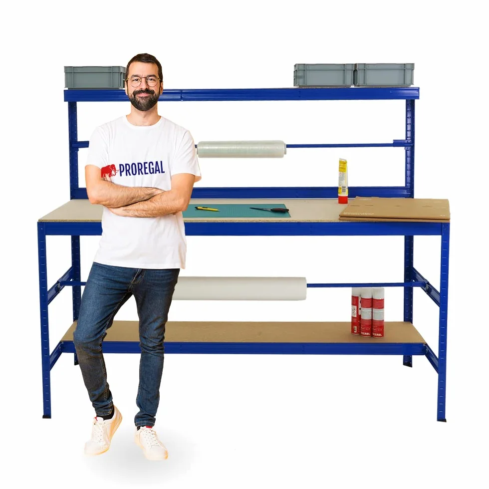 Packtisch Tiger HxBxT 150x180x75 cm preiswert und hochwertig mit 300 kg Traglast 5 Jahre Garantie von Proregal Werktisch Arbeitstisch Lagereinrichtung Werkstatteinrichtung