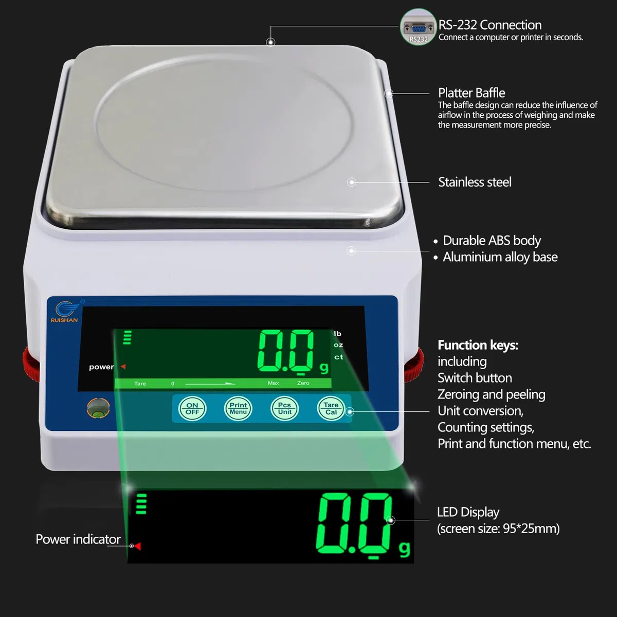 Große Palette 10 kg x 0,1 g Wissenschaftliche kalibrierte Laborwaage Industrielaborwaage Waage Wiegewaage Zählwaage Laborwaage für Labor Schmuck