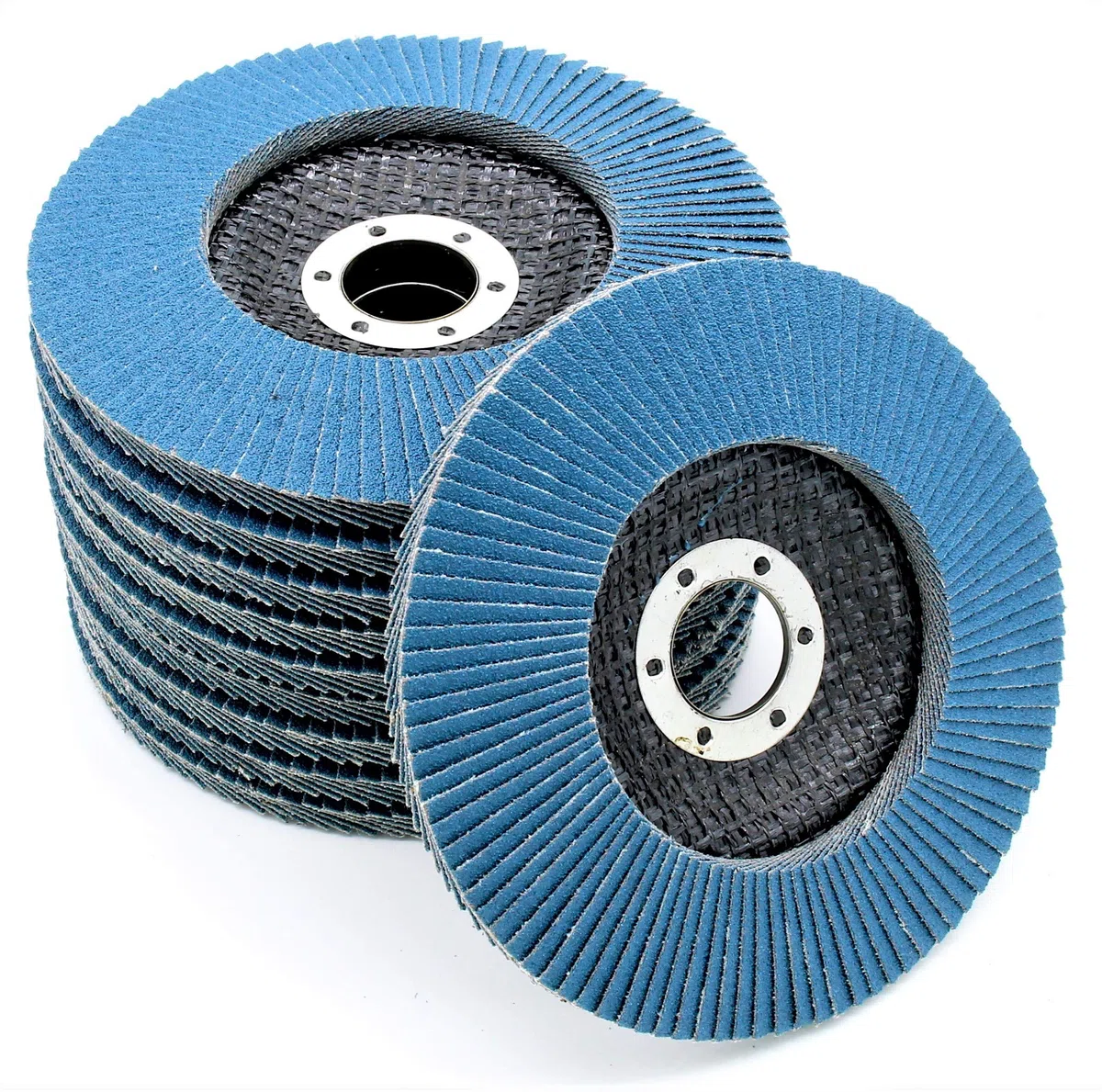 Profi-Fächerscheiben │ blau │ 20 Stück │ Ø 125 mm │ Mixpack (je 5 x Korn 40/60/80/120) │ Inox │Schleifscheiben │ Lamellenscheiben │Inox-Fächerscheiben │ by FD-Workstuff