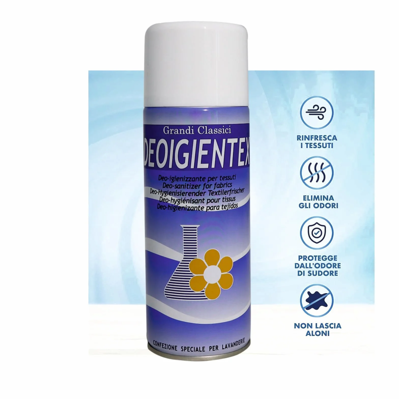 HOME PRO Deo Igientex Desinfektionsspray für Stoffe, Raumduft, Lufterfrischer, Innenraum, desinfiziert Kleidung, Stoffschoner, Essen, Gerüche, Schrank, 4 x 400 ml