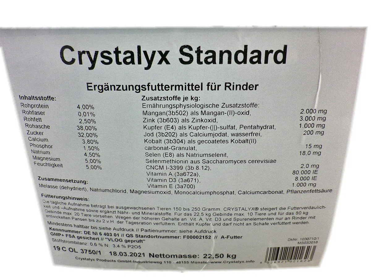 Standard Ergänzungsfuttermittel für Rinder 22,5 kg GP 2,27€/kg