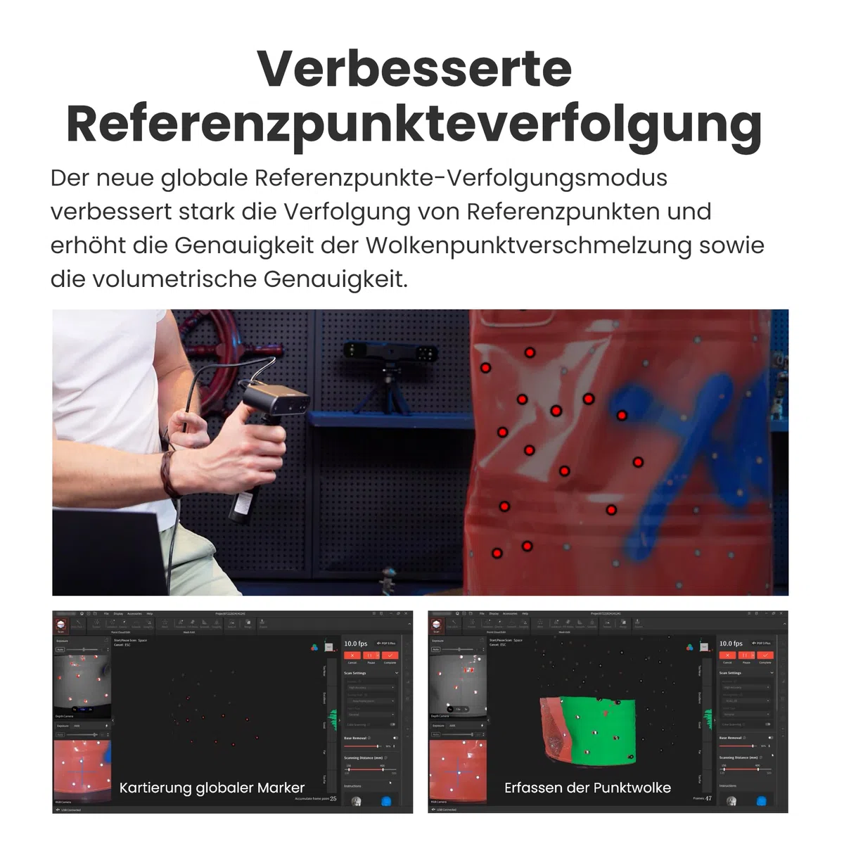 Revopoint POP 3 Plus 3D-Scanner für 3D-Druck, Handscanner mit 0,04mm hoher Präzision, Vollfarbscan für mittlere Objekte, Kompatibel mit Android/iOS/Win10&11/macOS, Standard