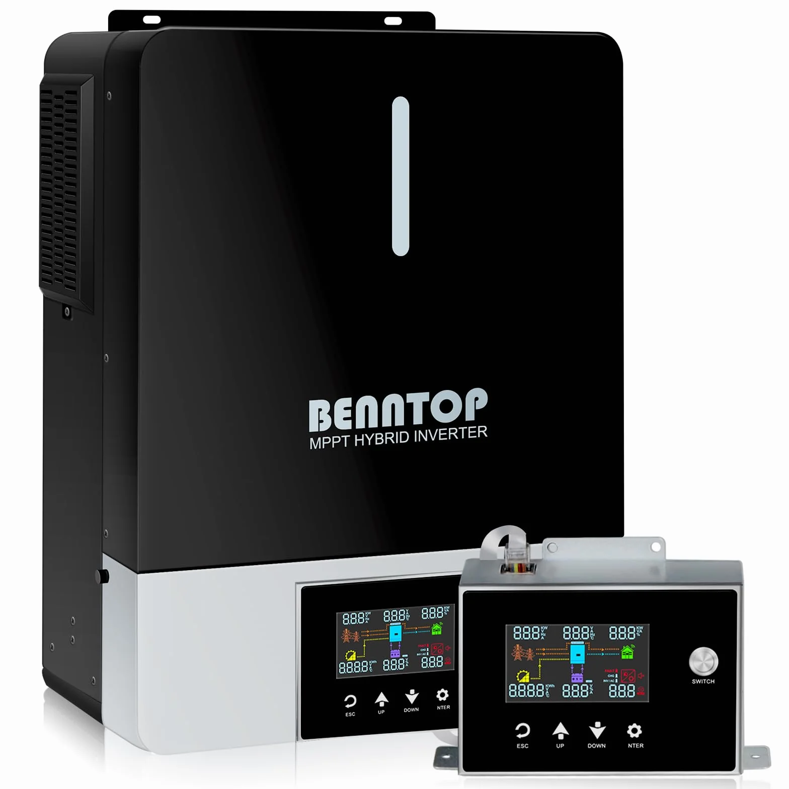 Hybrid Wechselrichter Reiner Sinus 3600W 24V DC auf 220/230 V AC Solarwechselrichter PV Max.500V Avec Chargeur Solaire 120A MPPT für Netzunabhängige Blei-Säure-Lithium-Batterie