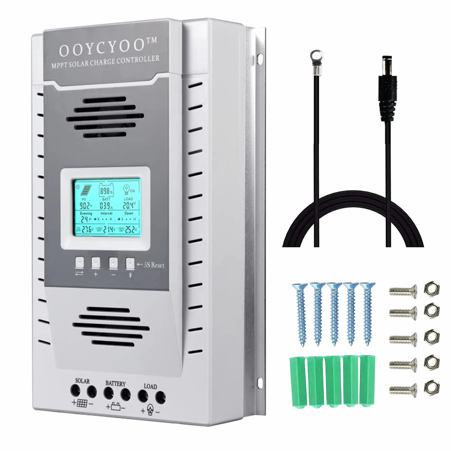 MPPT 80A Solarladeregler 24V 12V Auto Max 100V DC Eingangssolarregler mit LCD Display und Temperatursensor, Funktioniert für Sealed, Gel, Flooded und Lithium.
