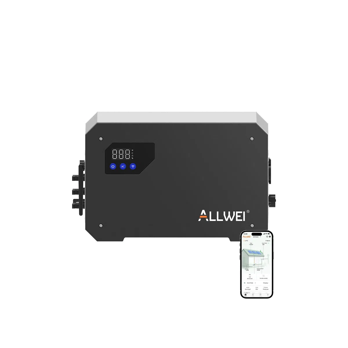 ALLWEI AC Gekoppelt All-In-One Balkonkraftwerk-Speichersystem, Bis zu 1314€ Einsparung,1600Wh LiFePO4 Powerstation Grid und off-grid All-in-one Gerät, Plug&Play für Power Feed-in