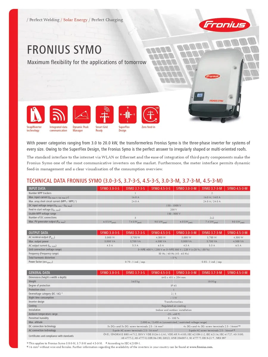 Fronius Symo 5.0–3-M dreiphasigen Solar auf – Grid Wechselrichter