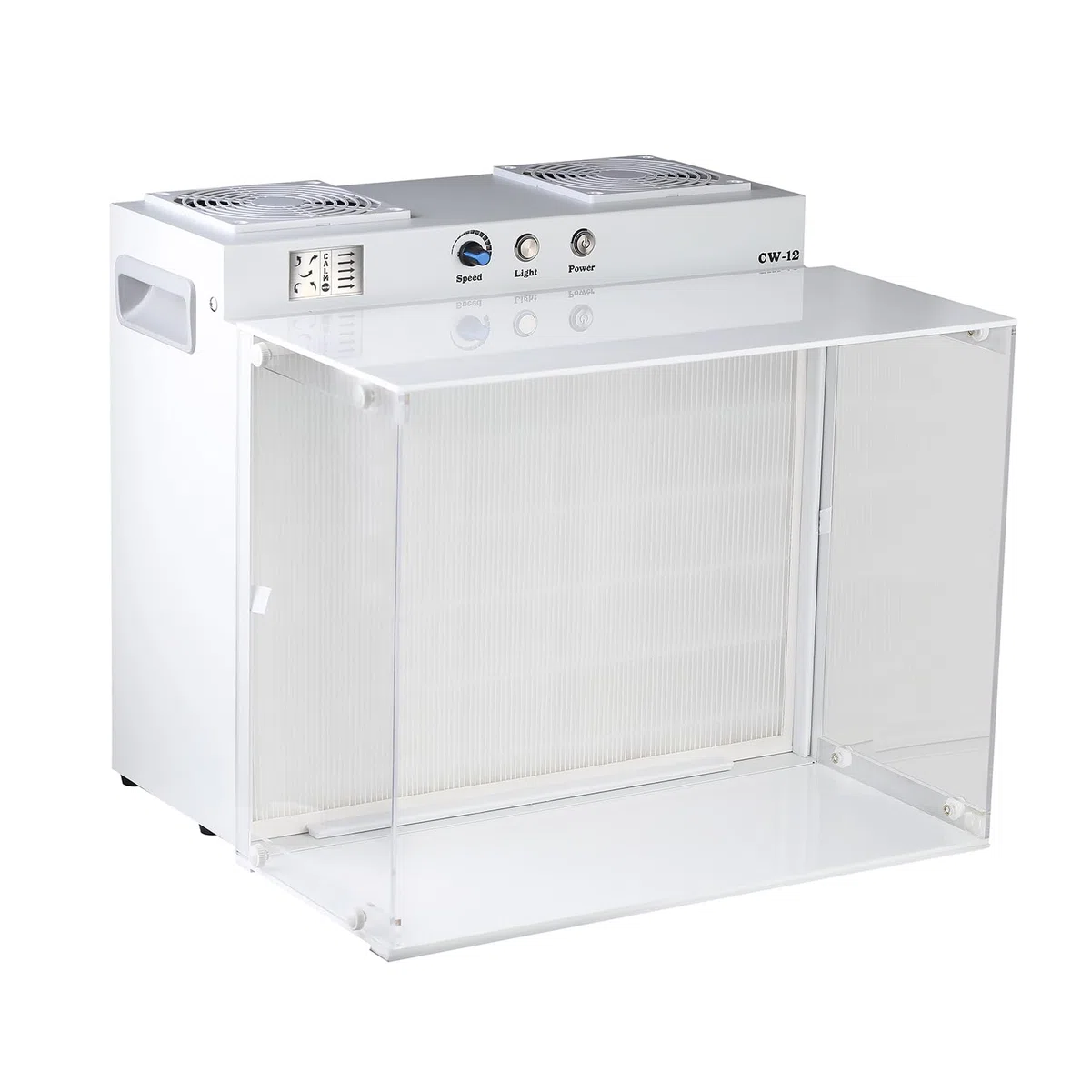 HEPA H12 Laminar Flow Abzugshaube mit HEPA Filter, 43 x 33 cm FFU Impfbox Lüfter, Doppellüfter Luftfiltersystem, tragbare Laminar Flow Abzugshaube für Labore, Reinräume und Pilzlabore