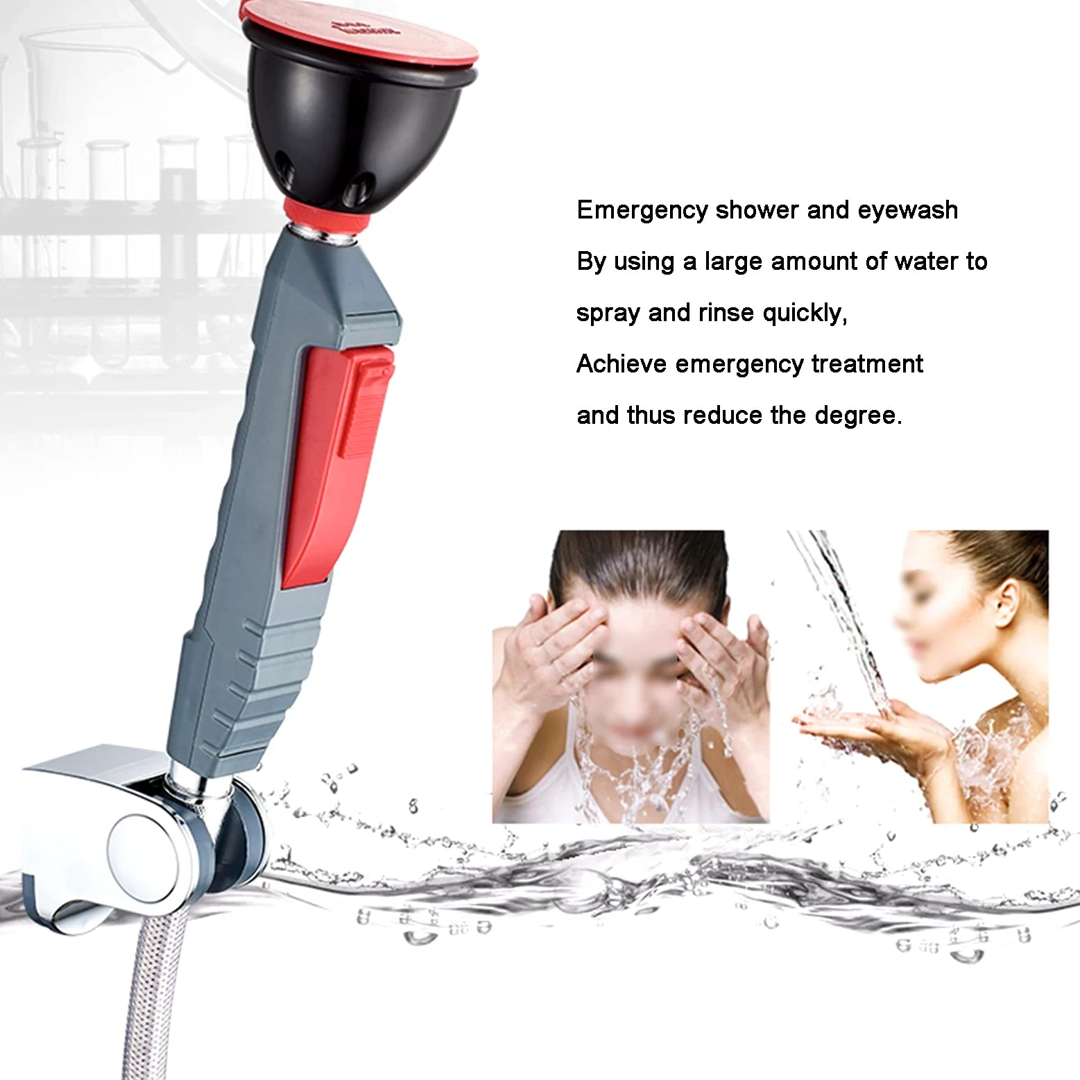 Notfall-Augenspüler Hand-Augendusche Drench-Schlaucheinheit Spray Wandmontierte Einzelkopf-Augenspülstation Gesichtsspüldusche for Labor- und Industriegebrauch (Size : 220mm)