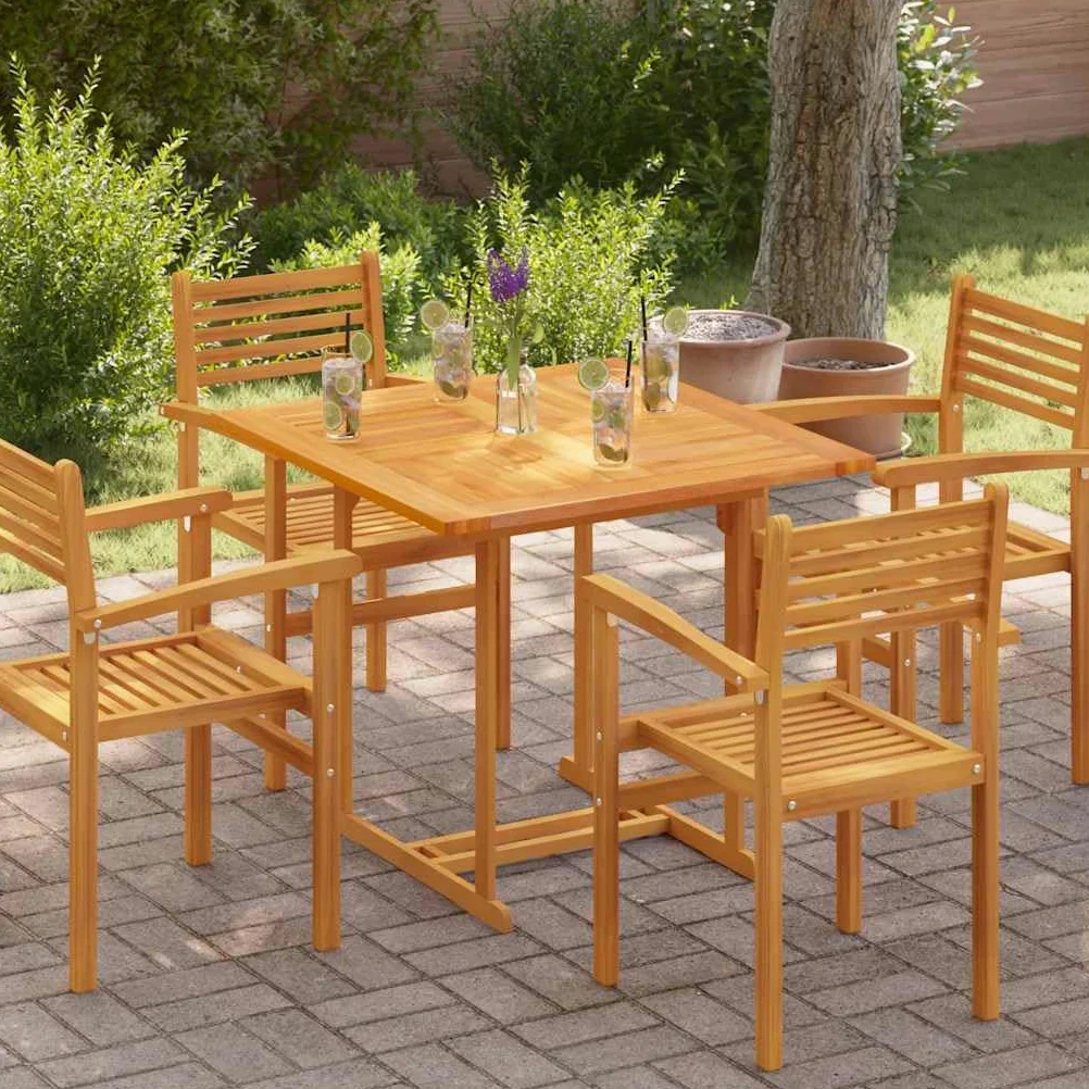 vidaXL Teak Massiv Tischplatte Massivholzplatte Holzplatte Ersatztischplatte Holz Platte für Esstisch Esszimmertisch Quadratisch 90x90x2,5cm