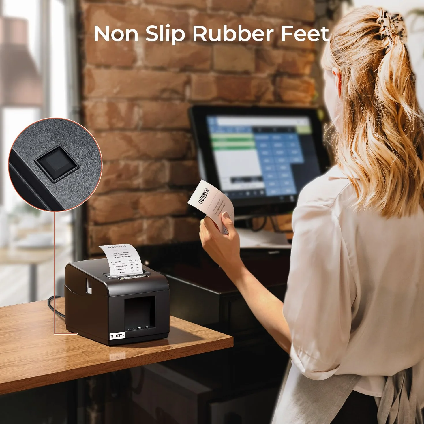 MUNBYN Thermodrucker ITPP072 Bondrukcer 80mm Belegdrucker POS-Drucker mit USB+LAN-Anschluss Quittungsdrucker kompatibel mit Android Windows ChromeOS Linux Unterstützt Keine Bluetooth-Verbindung