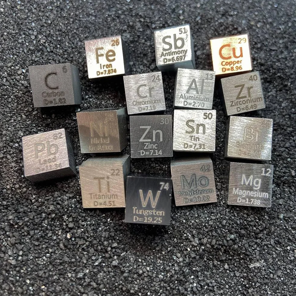 15-Teiliges Würfelset Aus Metallelementen – Dichtewürfel-Set für 1 Periodensystem der Elemente – Würfel Aus Reinem Wolfram (10 Mm), Gut Verarbeitet, 99.5%-99.99%