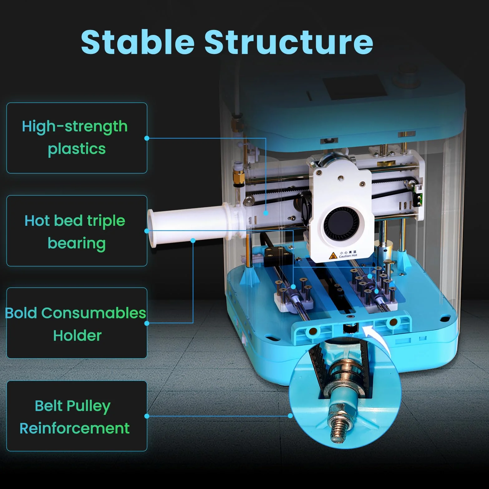 GIANTARM GEEETECH M1 3D-Drucker, Auto Nivellierung Mini 3D-Drucker für Anfänger, Direkt angetriebener Extruder, 250mm/s schnellere Druckgeschwindigkeit, Druckgröße 100 * 110 * 100mm