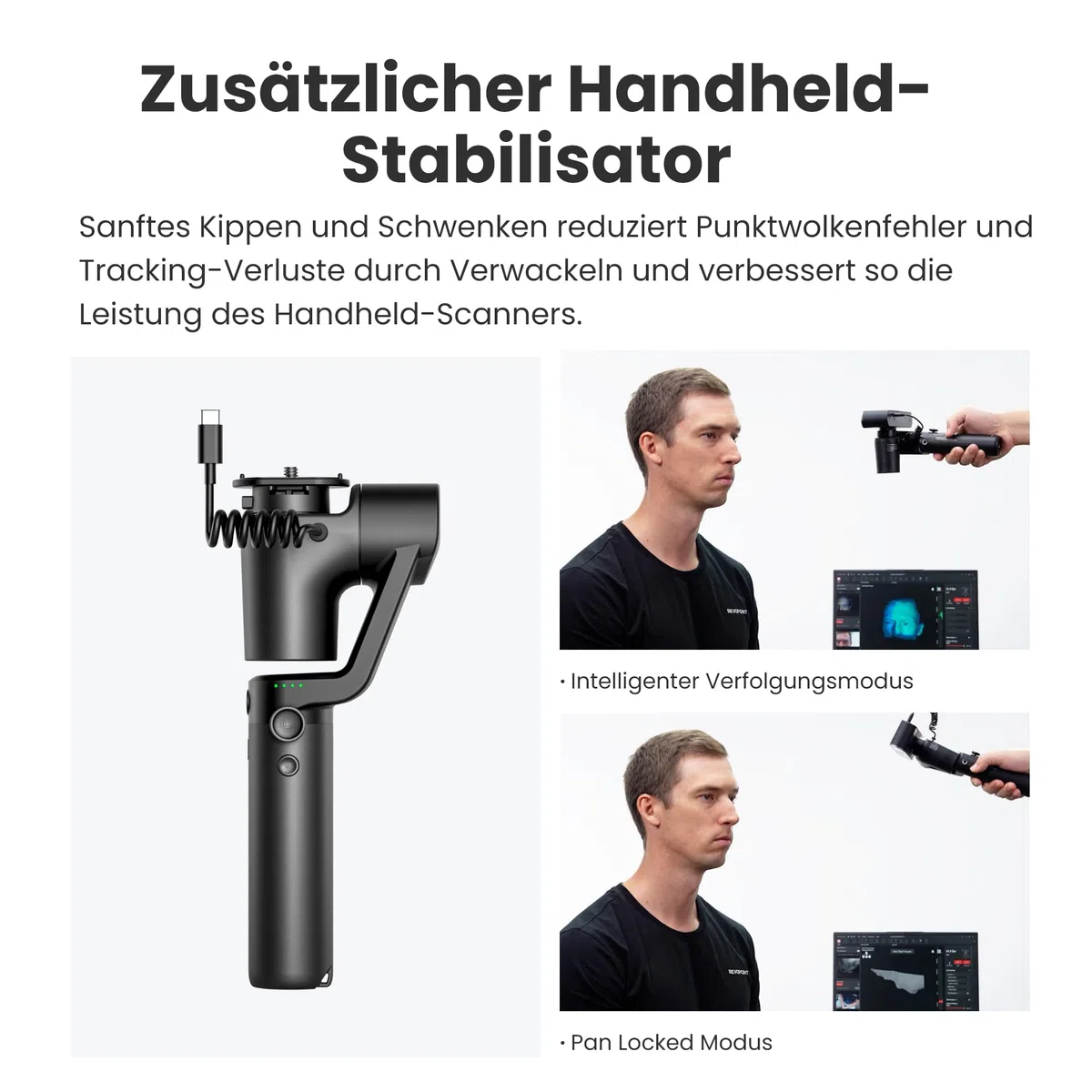 Revopoint POP 3 Plus 3D-Scanner für 3D-Druck, Handscanner mit 0,04mm hoher Präzision, Vollfarbscan für Mittlere Objekte, Quicksurface 30-Tage Testversion, Kompatibel mit Android/iOS/Win/macOS, Premium
