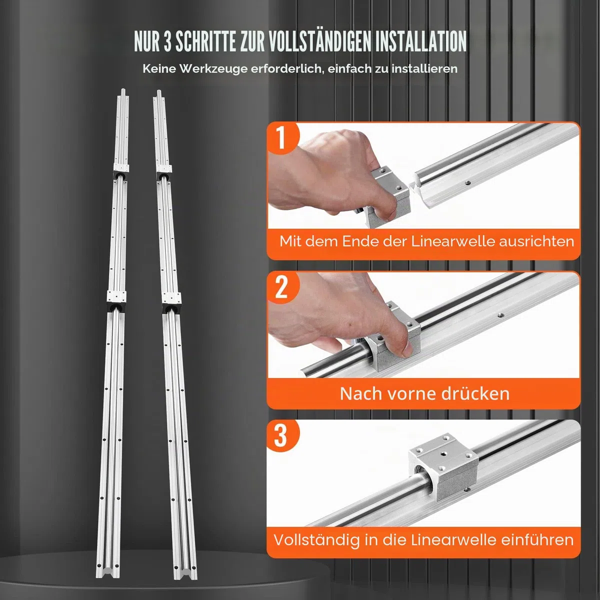 VEVOR Linearführung Linearschiene 2 Stk. SBR20-2200mm Kohlenstoffstahl Aluminium Führungsschiene mit 4 Stk. SBR20UU-Gleitblöcke Linearlager Lagerblock CNC Teile für 3D Drucker Fräs-/Drehmaschine