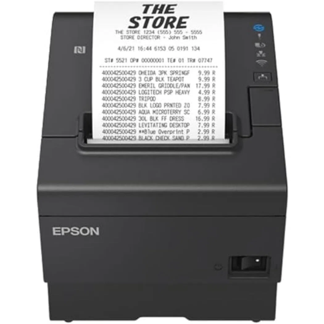 Epson TM T88VII 132 Belegdrucker Thermozeile Rolle 7,95 cm 180 x dpi bis zu 500 mm/Sek. USB 2.0 LAN PoweredUSB 2.0-Host Cutter Schwarz