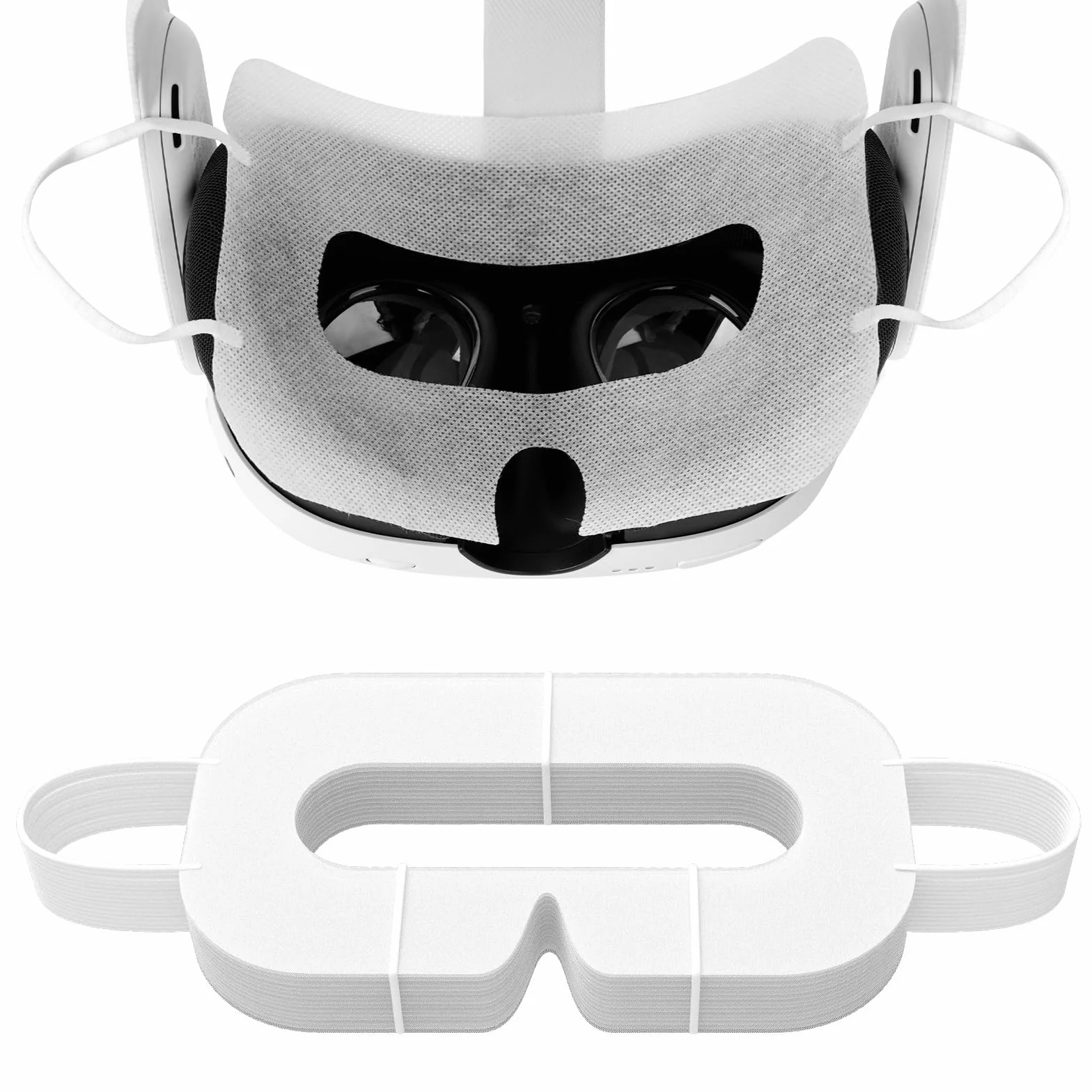 Geekria VR-Maske, Einweg-Gesichtsabdeckung, kompatibel mit Meta Quest 3, Quest 2, Quest Pro, PSVR 2, PICO 3, PICO 4, Schutzpolster für VR-Augenabdeckung, Weiß, 100 Stück
