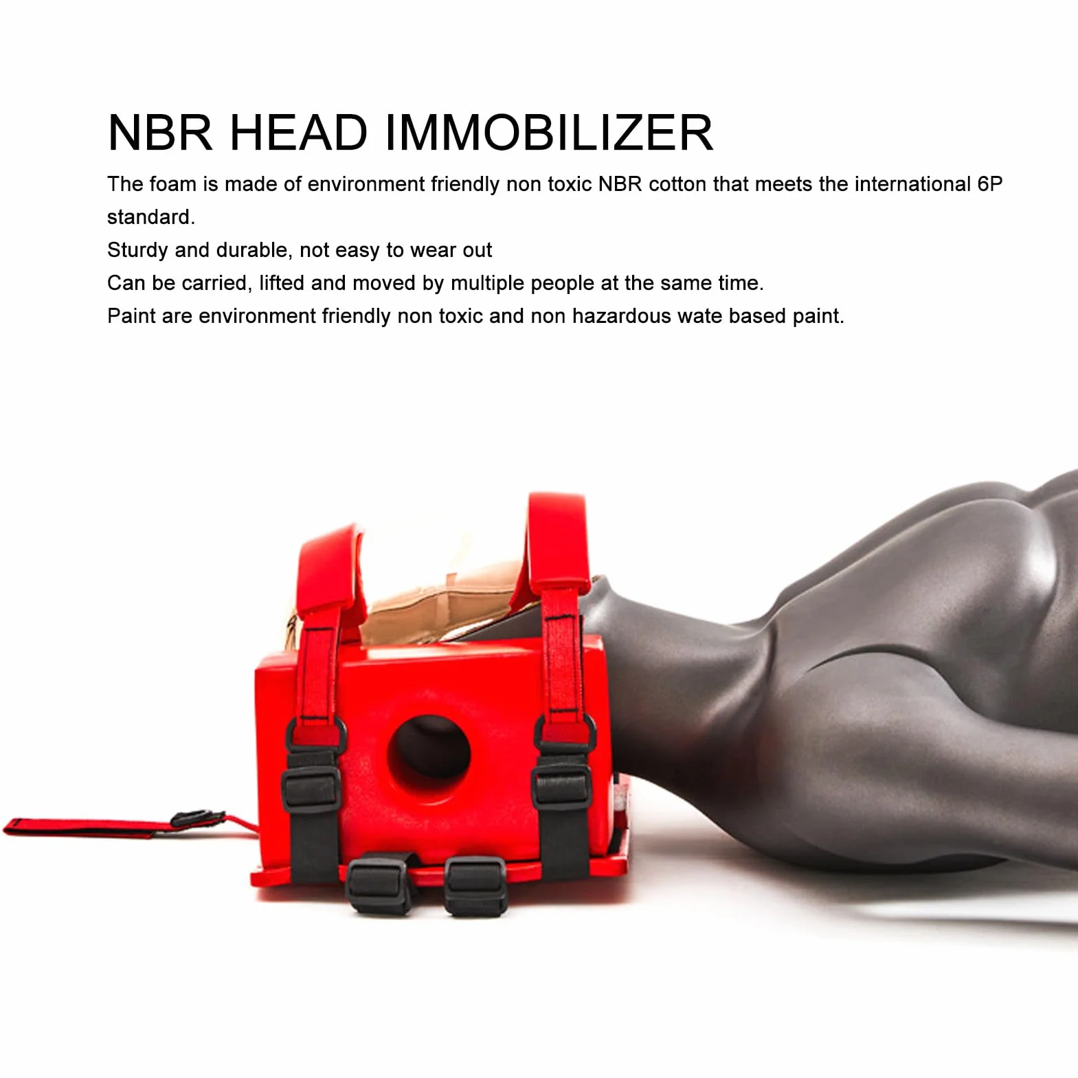 Akozon Universal Spine Board Kopf-Wegfahrsperre für EMS EMT Medizinischen Notfall – Wasserdichtes NBR-Baumwoll-Rückenbrett-Zubehör mit Verstellbaren Trägern