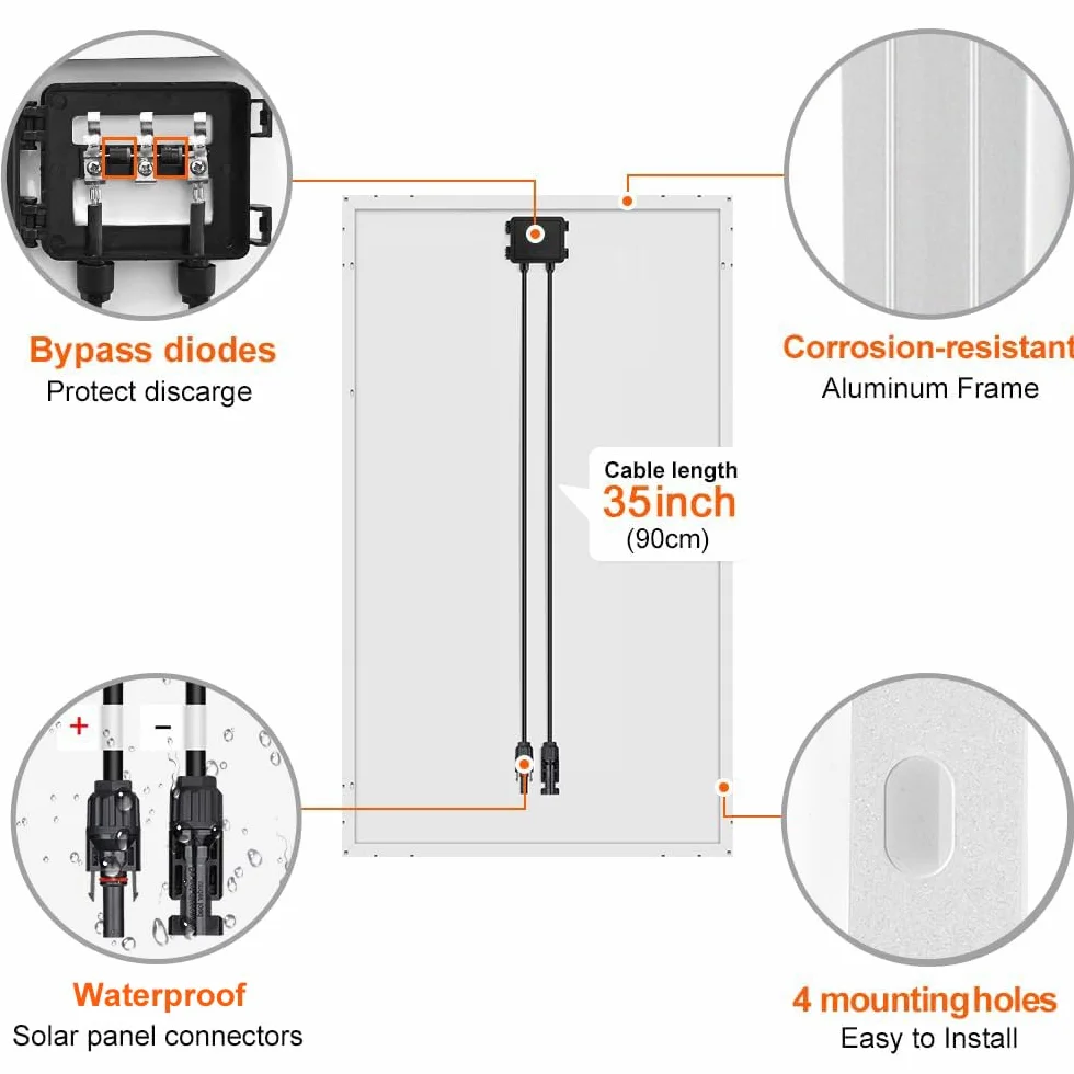 DOKIO Solarpanel 100W 2PC (200W) 18V Monokristallin(Hohe Leistung) Für 12V Kfz Batterie, AGM, Gelbatterie ideal für Wohnmobil, Camping, Gartenhaus