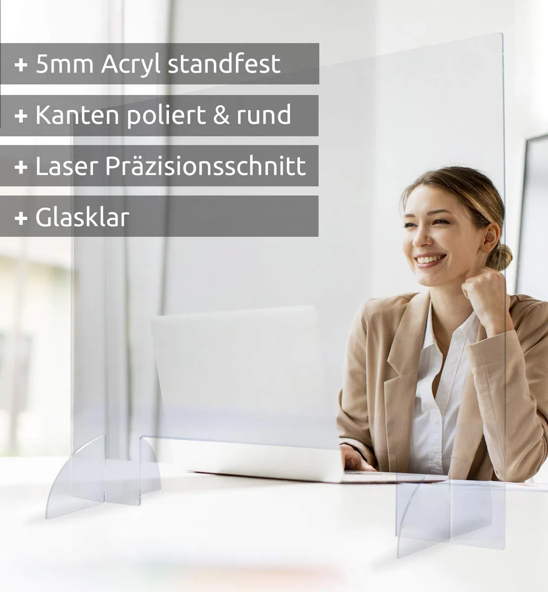 MyMAXXI | Selbststehender Spuckschutz Aufsteller aus 5mm Acrylglas standfest glasklar 130x90 cm Hygieneschutz | acrylic spit protection | Acryl Trennwand | Niesschutz Hustenschutz | Hygieneschutzwand