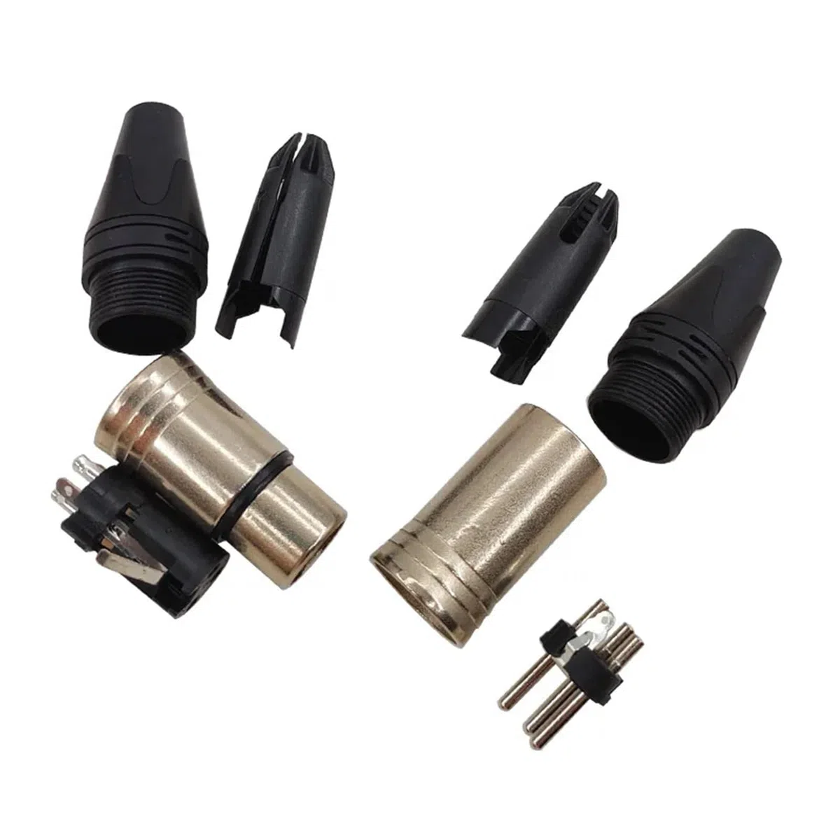 20 Stück Metall-XLR-Audio-Stecker, 3-poliger Lautsprecher, männliche und weibliche Mikrofonfarbe(Female Male 10pcs)