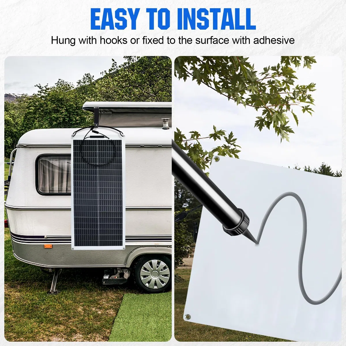 ECO-WORTHY 100W 12V Solarpanel Flexibel Monokristallines Solarpanel, Solarmodul mit Ladekabel für Wohnmobil Auto Boot 12V Batterien