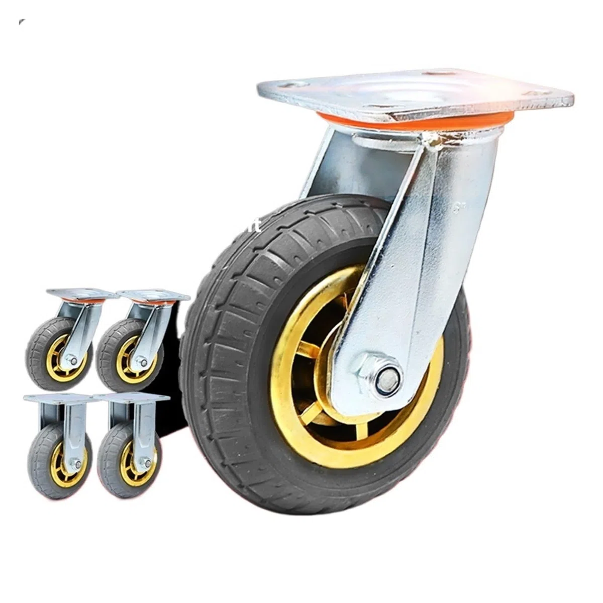 2.5 x 20.3 cm Brake Swivel Heavy Duty Rollen Silent Rubber Flat Cart