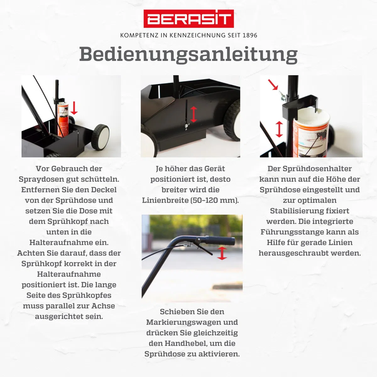 Markierungswagen BASIC, Linien-Markiergerät für eine professionelle Bodenmarkierung, geeignet für Markierungssprays, Inhalt: 1 Stück