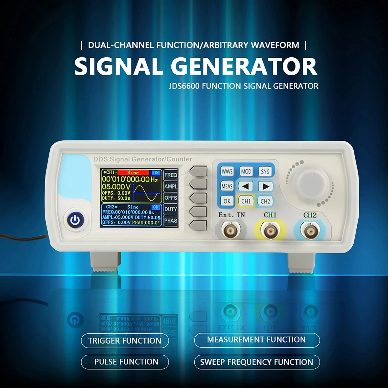 JDS6600 DDS-Signalgenerator ， Hochpräzisionszähler Digitalsteuerung Sinusfrequenz AC100-240V (US-Vorschriften60 Hz)(15HZ)