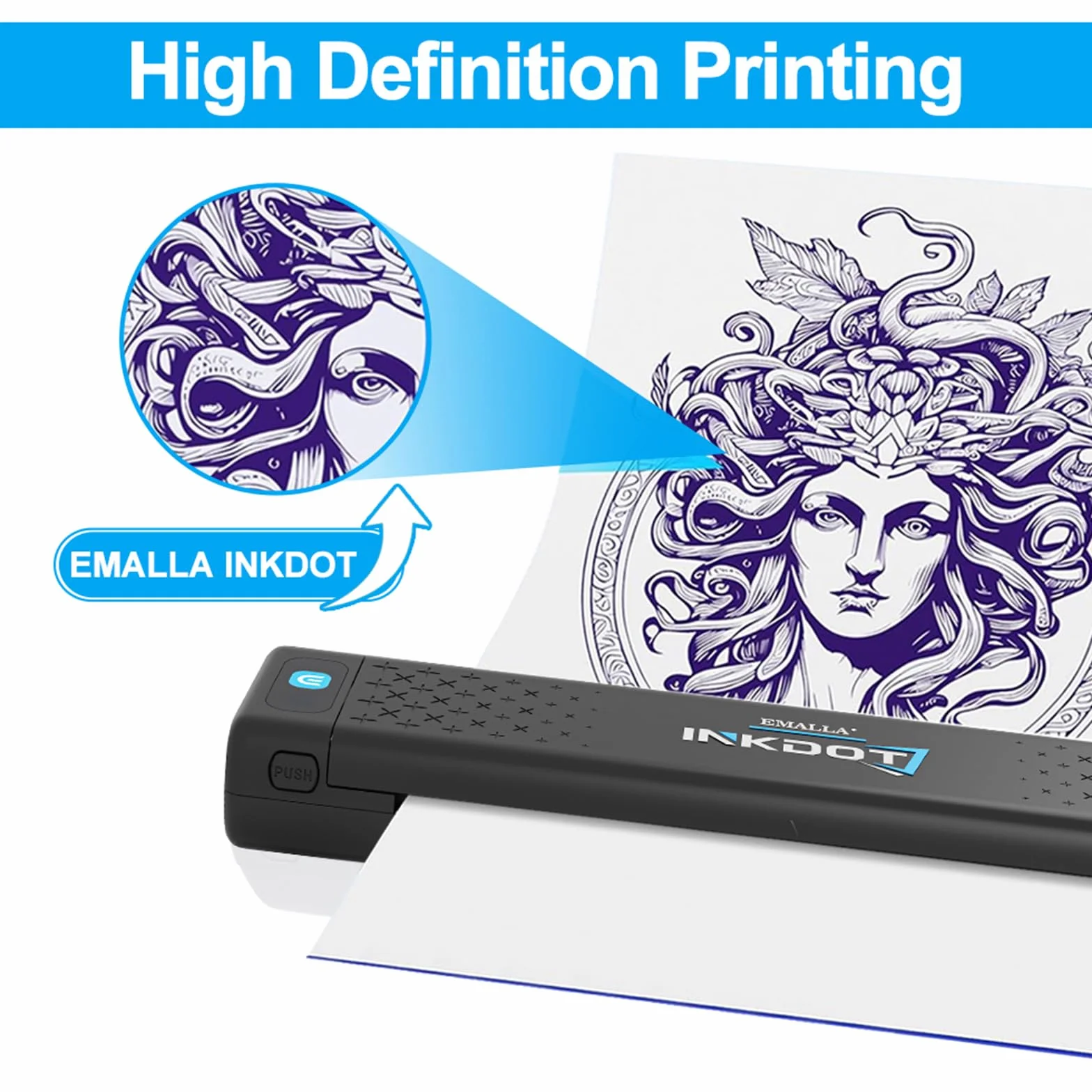 Emalla INKDOT Tattoo Stencil Drucker, Bluetooth Thermal Drucker Maschine | 203DPI High-Resolution Wireless Transfer Tattoo Maschine Smart App Protable für Künstler, iOS und Windows