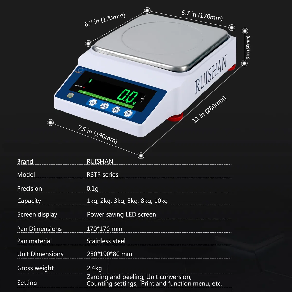 Große Palette 10 kg x 0,1 g Wissenschaftliche kalibrierte Laborwaage Industrielaborwaage Waage Wiegewaage Zählwaage Laborwaage für Labor Schmuck