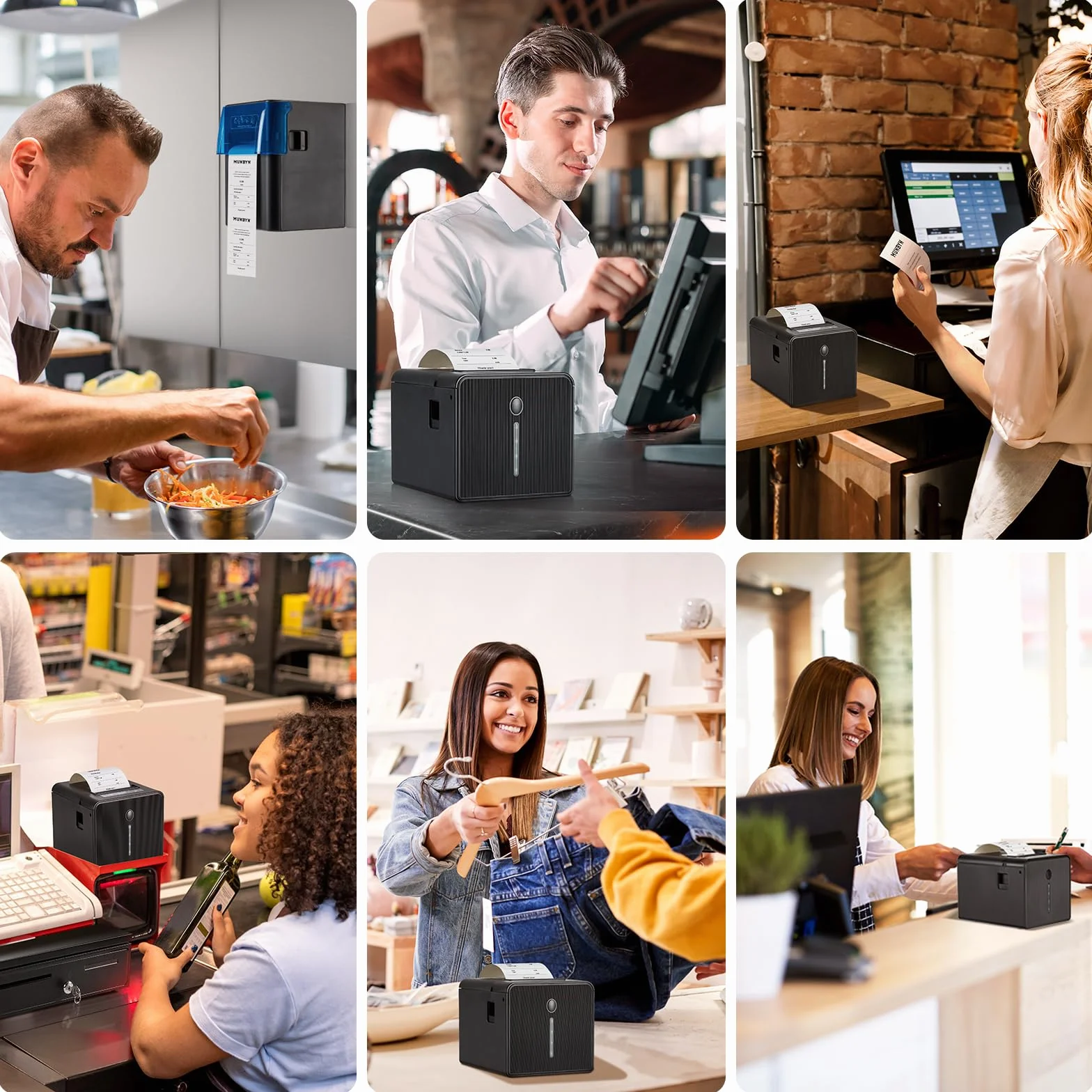 MUNBYN WLAN Belegdrucker, 80mm POS-Drucker mit USB-/LAN-/seriellen Anschlüssen, öl- und spritzwassergeschützter Abdeckung, Wandhalterung, Thermodrucker kompatibel mit Windows Mac Chromebook Linux