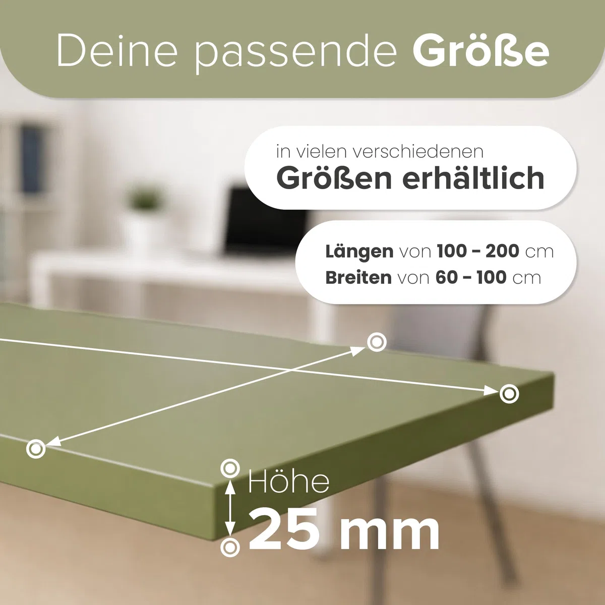 REISS Tischplatte mit Nullfugen-Technologie für Schreibtisch & Homeoffice - Made IN Germany - Robuste Schreibtischplatte - Pflegeleicht & stabil - PEFC-Zertifiziert - (200x90 cm) - (Avocado)