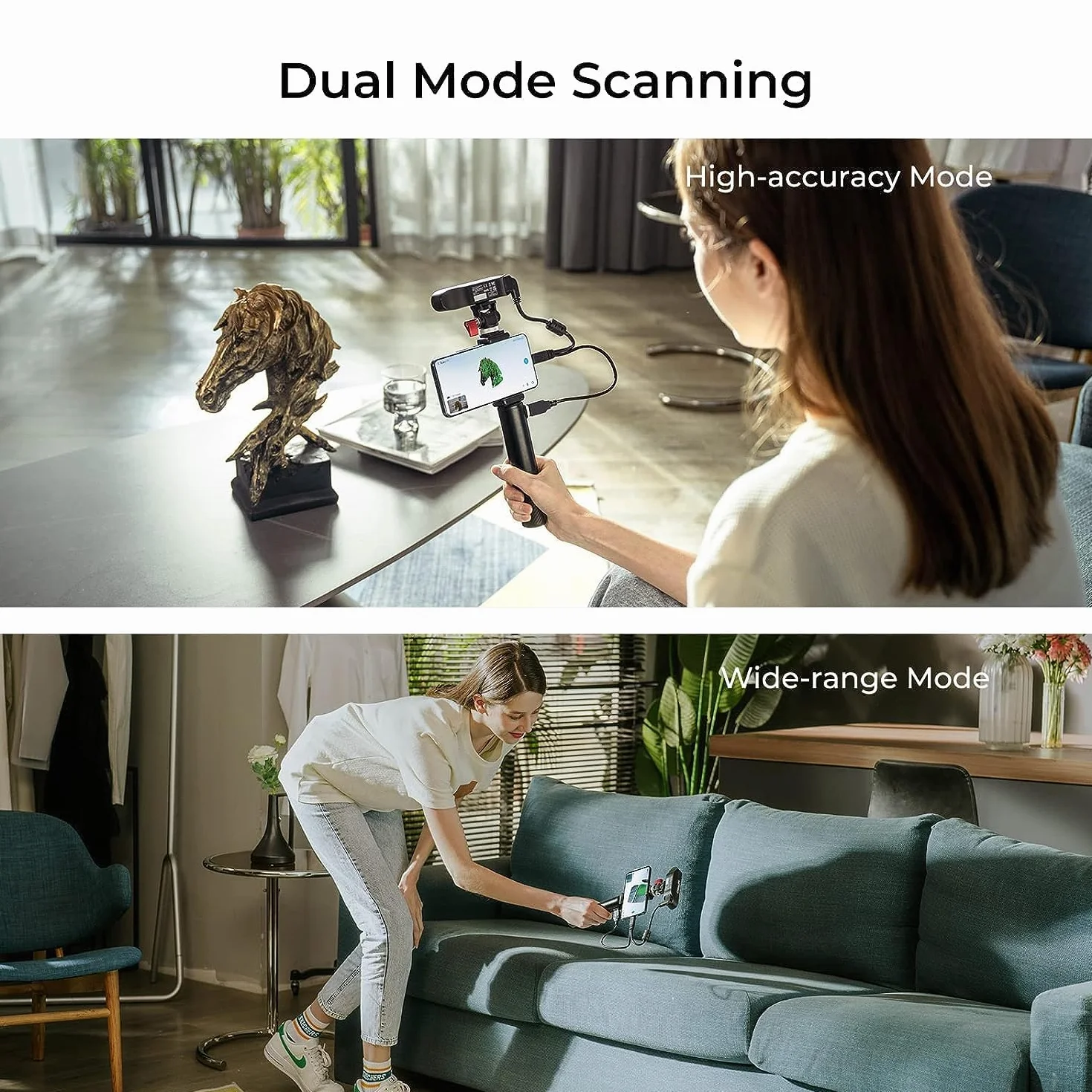 Creality CR-Scan Ferret 3D-Scanner, 0,1 mm Präzision, 30FPS & ASIC-Chip, Dualmodus für Möbel/Statue, 24-Bit-Farbscan (Outdoor-tauglich, 105g Ultra-Leicht), für Android Windows macOS