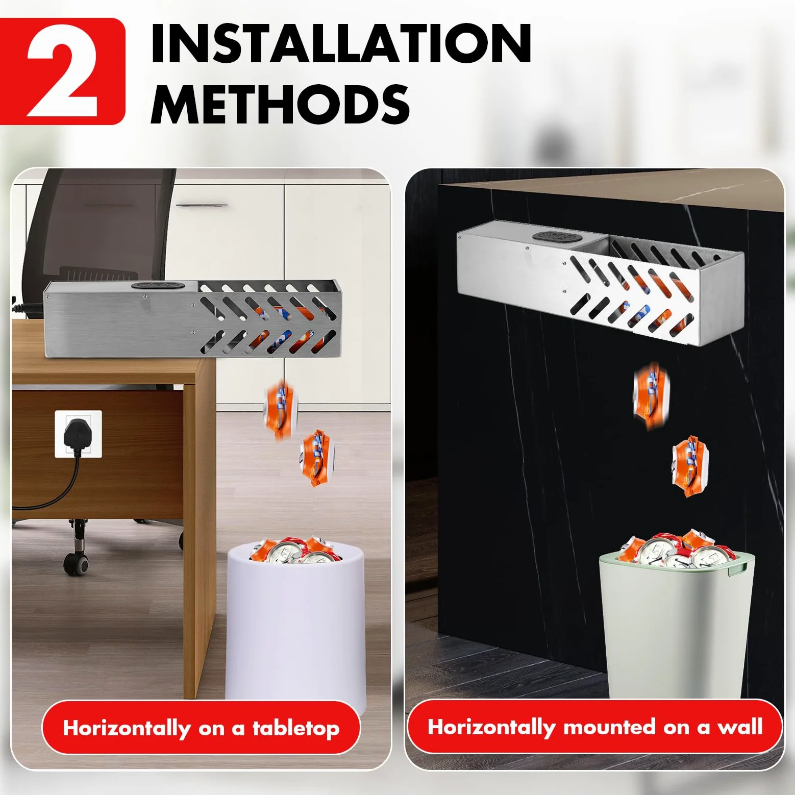 YUCHENGTECH Elektrischer Dosenpresse für 200-500ml Dosen/200-330ml Wasserflaschen aus Kunststoff Wandmontierte Automatische Dosenbrecher Schwerer Dosenzerkleinerer