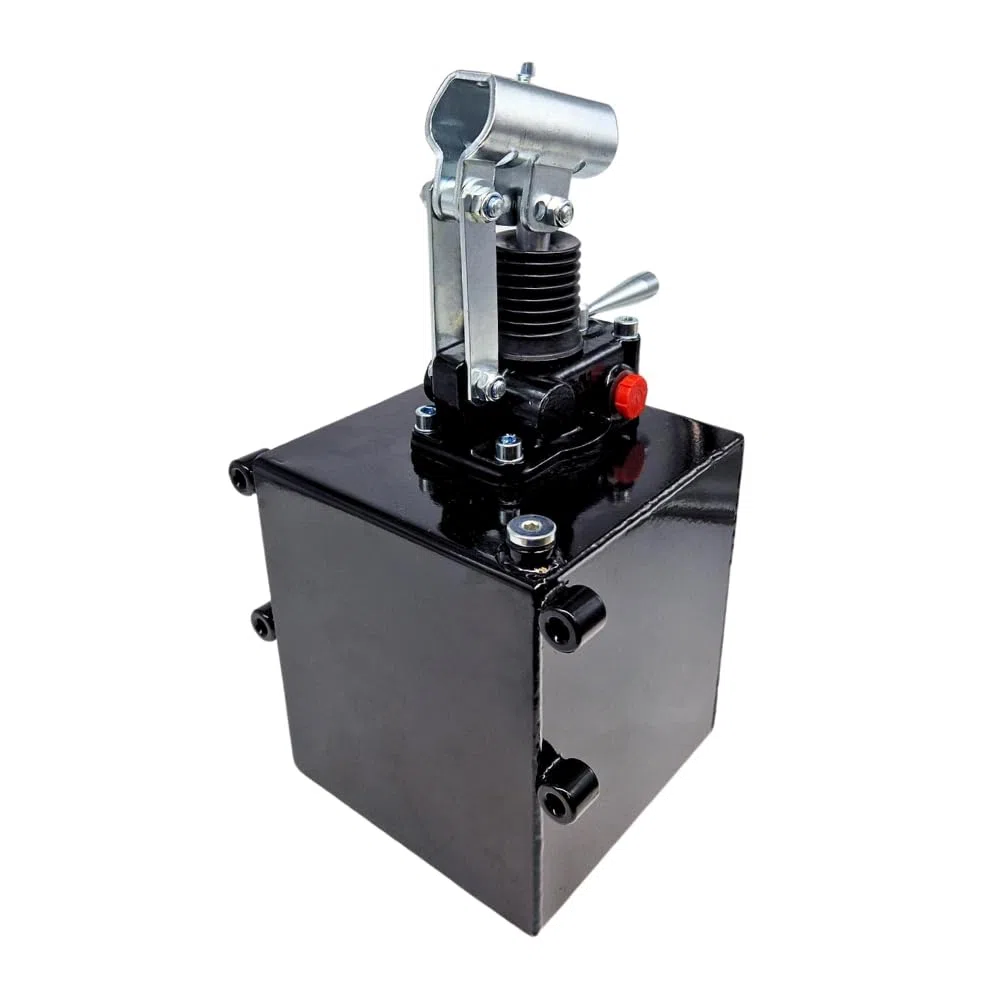 Hydraulische Doppeltwirkende Handpumpe 45cc für doppeltwirkenden Zylinder Montiert mit einem Tank 600mm Handhebel enthalten (5 Liter/ohne Überdruckventil)