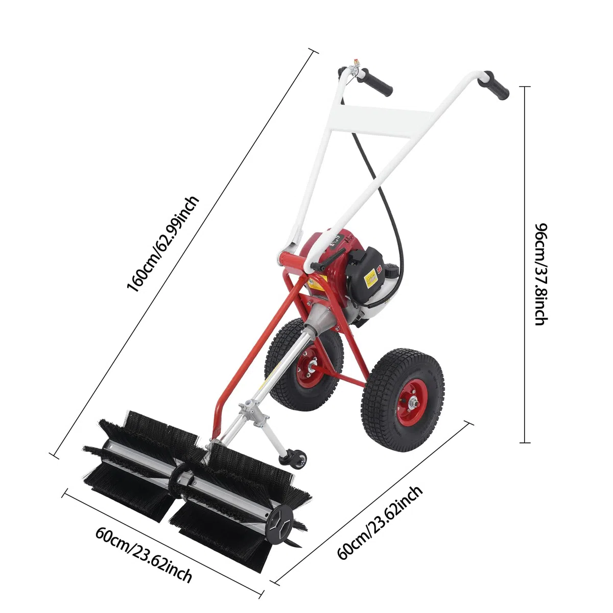 Kehrmaschine Benzin 4 Takt für Kunstrasen Laubsammler Motorbesen Kehrbesen Benzinmotor Benzin Motor Besen Handkehrmaschine Gasoline Lawn Sweeper Gasbesen