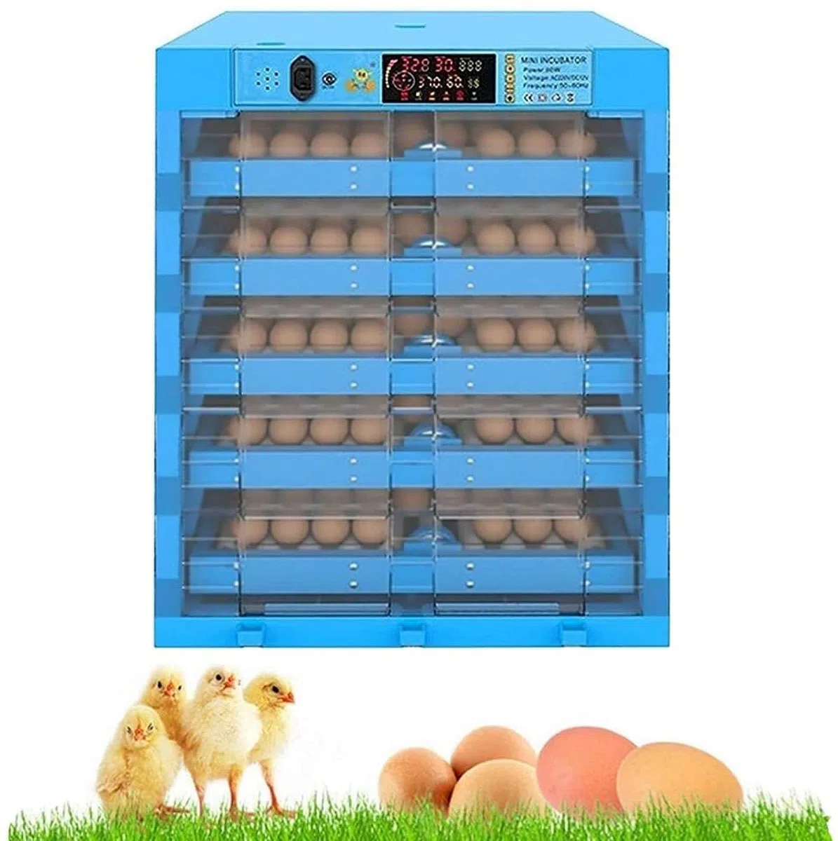 Eierbrüter Vollautomatische Geflügelbrüter Maschine, Automatisches Eierdrehen, Temperatur-Feuchtigkeitskontrolle, für Huhn, Fasan, Wachteln, Vögel, Taube, 320 Eier, Dual Power
