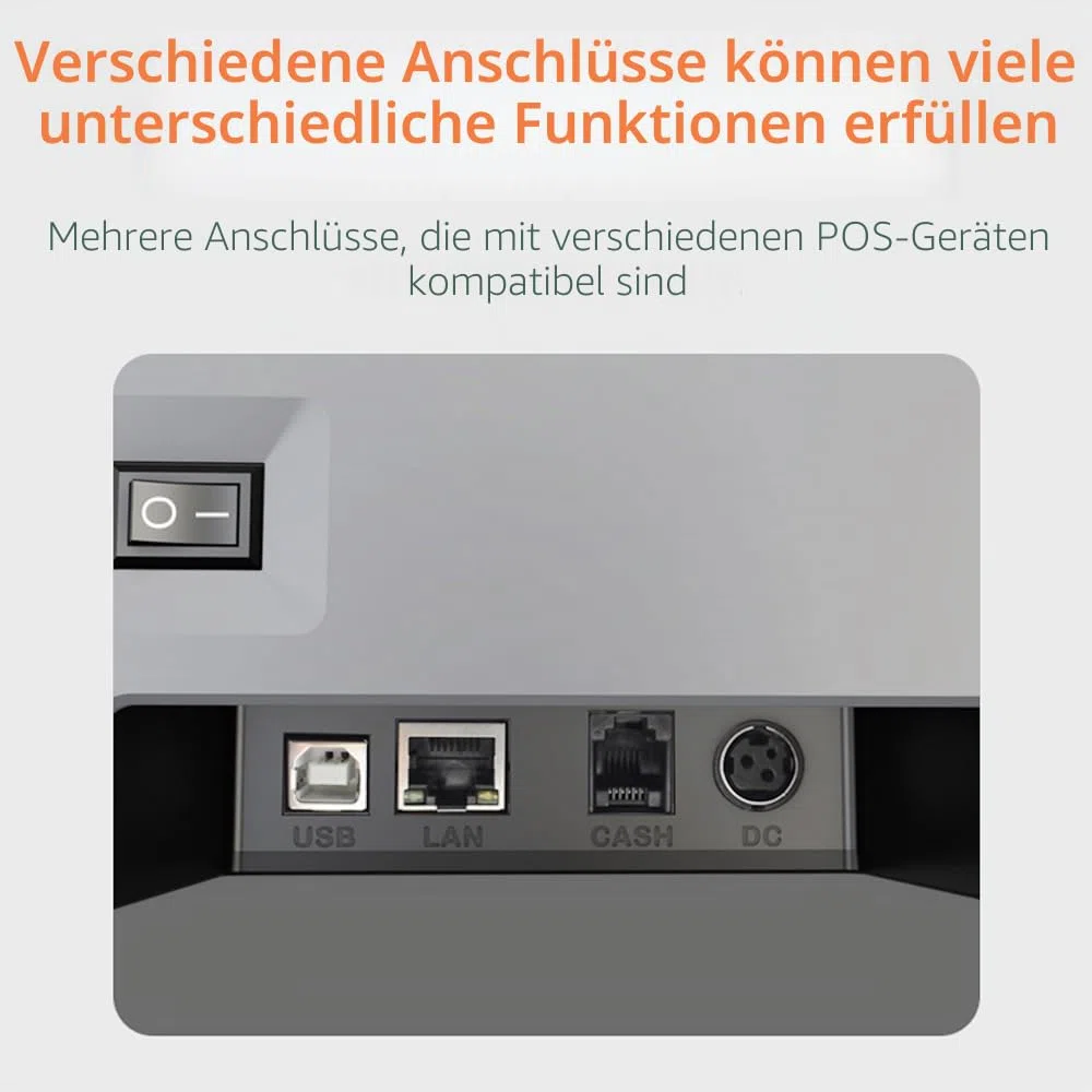 Bisofice Thermodrucker Bondrucker 80mm, Belegdrucker mit ESC/POS, Quittungsdrucker unterstützt Automatisches Schneiden (220 mm/s, USB + Ethernet-Anschluss)