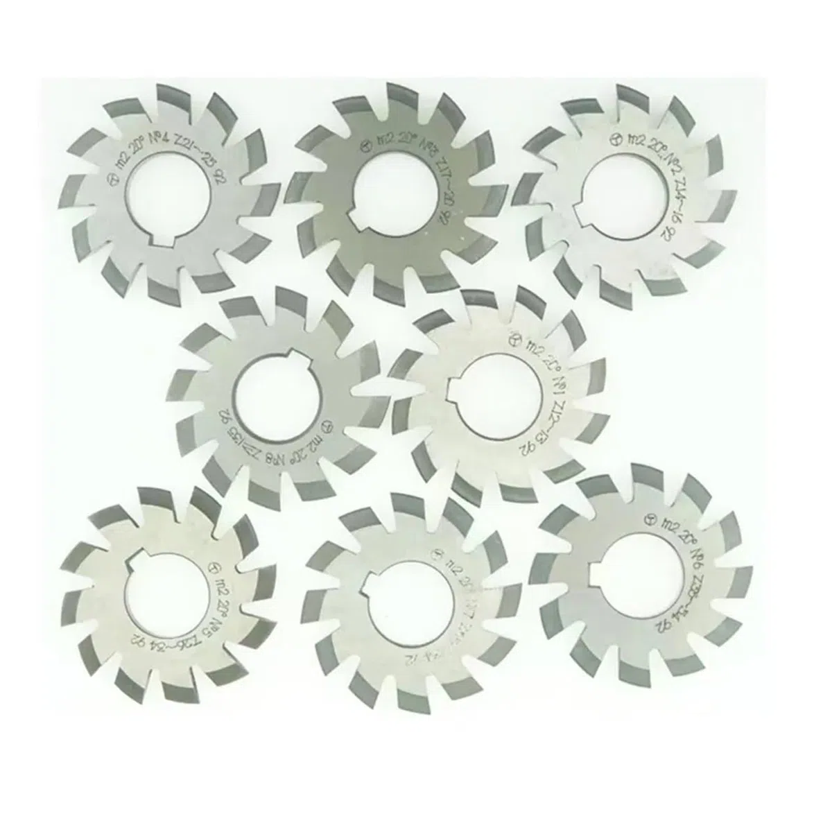 M0.3 M0.5M0.8 M1 M1.25 M2 M2.5 M3 M4-M10 Modul PA20 Grad NO.1-NO.8 Zahnradschneidwerkzeuge(M0.7,NO.7)