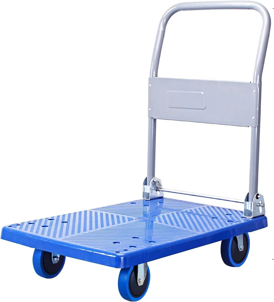 Zusammenklappbarer Handwagen mit Faltbarer Plattform, Kunststoffdeck, Handwagen mit Metallgriff, für den Transport unterwegs, leise Räder, passend für den Außenbereich un