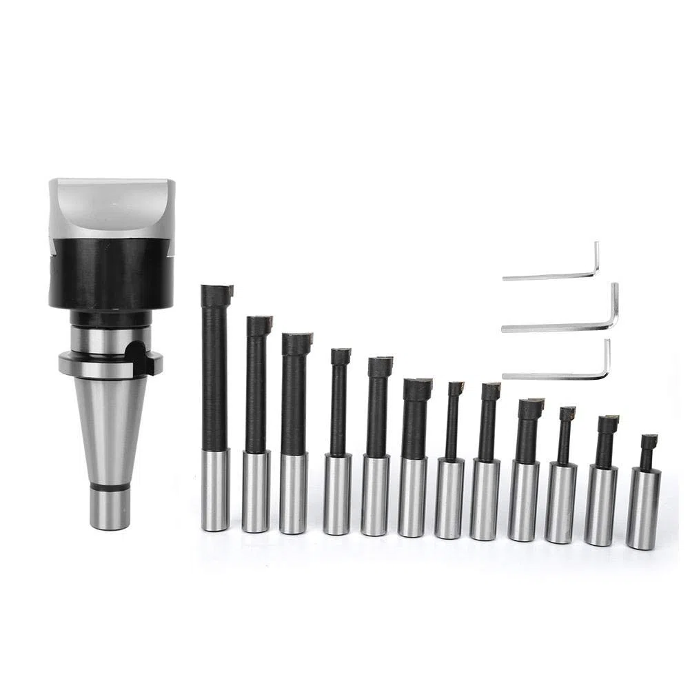 Hohe Härte 12 Stück Ausgezeichnete Härte CNC-Fräswerkzeug-Kit-Set, Bohrstange, Zähigkeitsbohrmaschine Bohrkopf CNC-Fräsmaschine für das CNC-Fräsen(NT40-F1-18-12PCS)