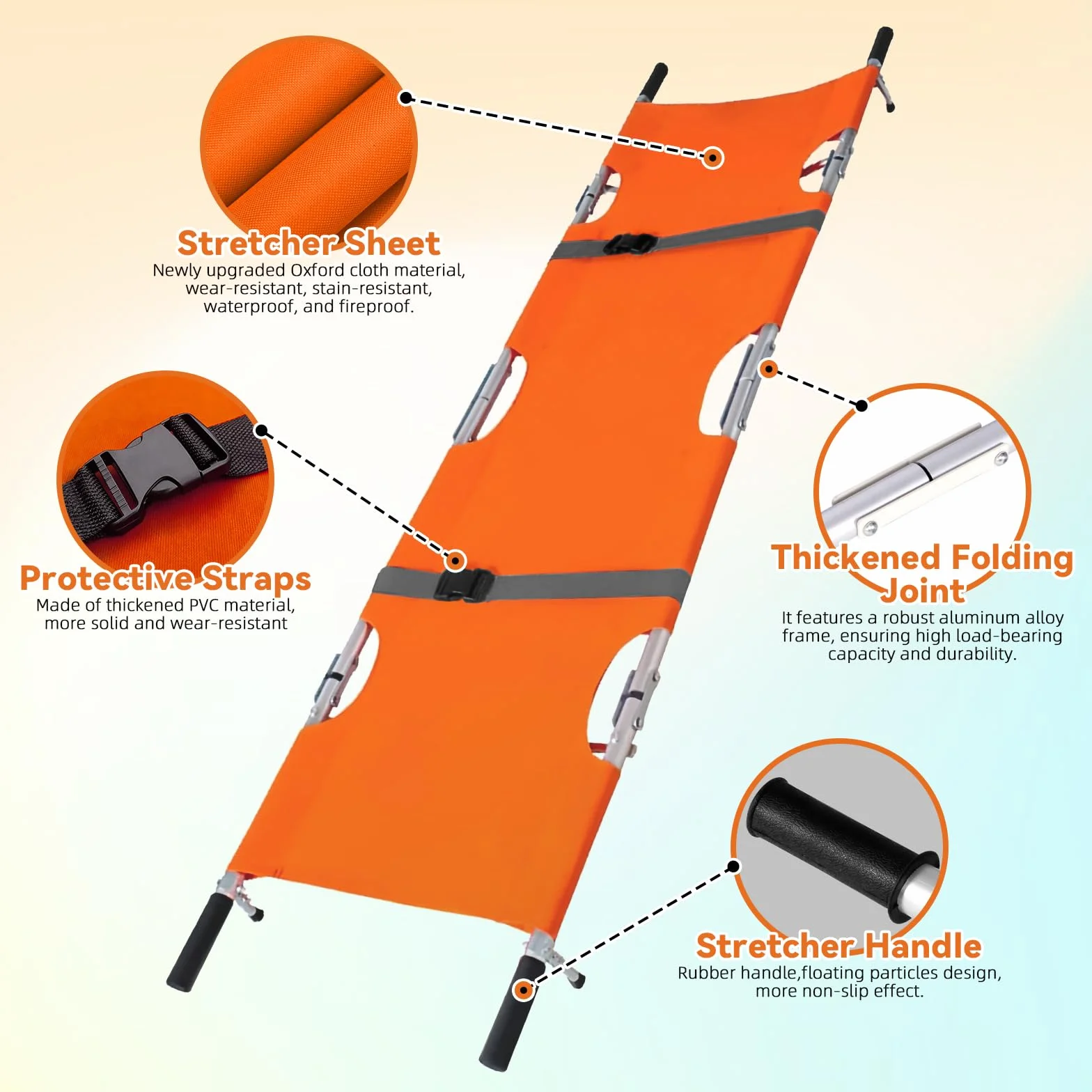 LIROPAU Krankentrage, 210 * 54cm Mobile Patiententrage aus Aluminium mit Schnallen, Klappbare Trage With Storage Pouch für den Notfall-Patiententransport