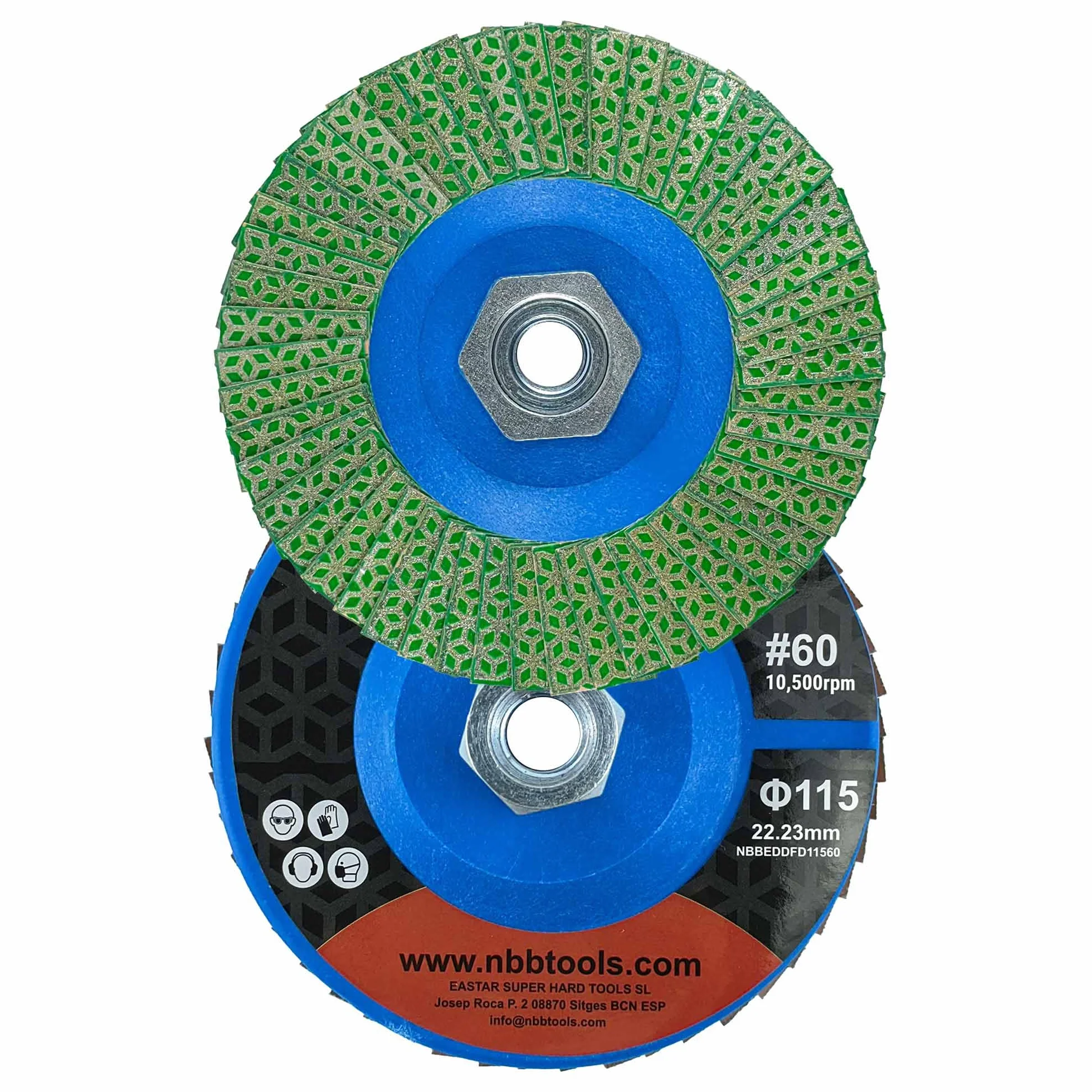 NBB Schleifscheiben, Diamantscheiben, Diamant-Schleifscheiben, Schleifscheiben, für Keramik, Feinsteinzeug, Granit, Fliesen, M14, Flansch für Winkelschleifer (115 mm, 60 #)