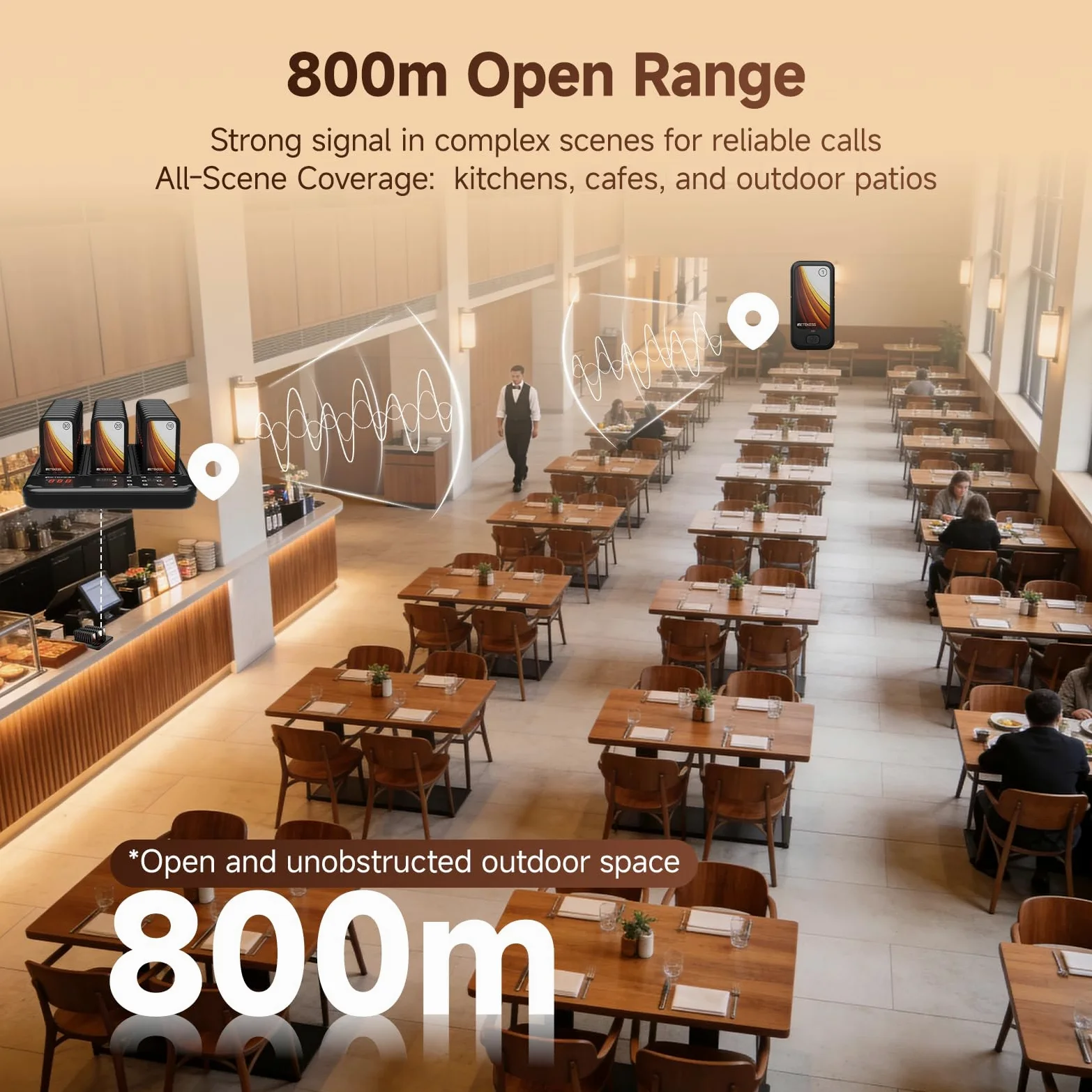 Retekess TD173P Pager Rufsystem, Pager Gastronomie, 30 Pagers, Draußen 800M, Mit Stummschalttaste, 7 Anrufmodi, Austauschbare Werbeaufkleber, Gästerufsystem for Food Court, Bar, Einkaufszentrum