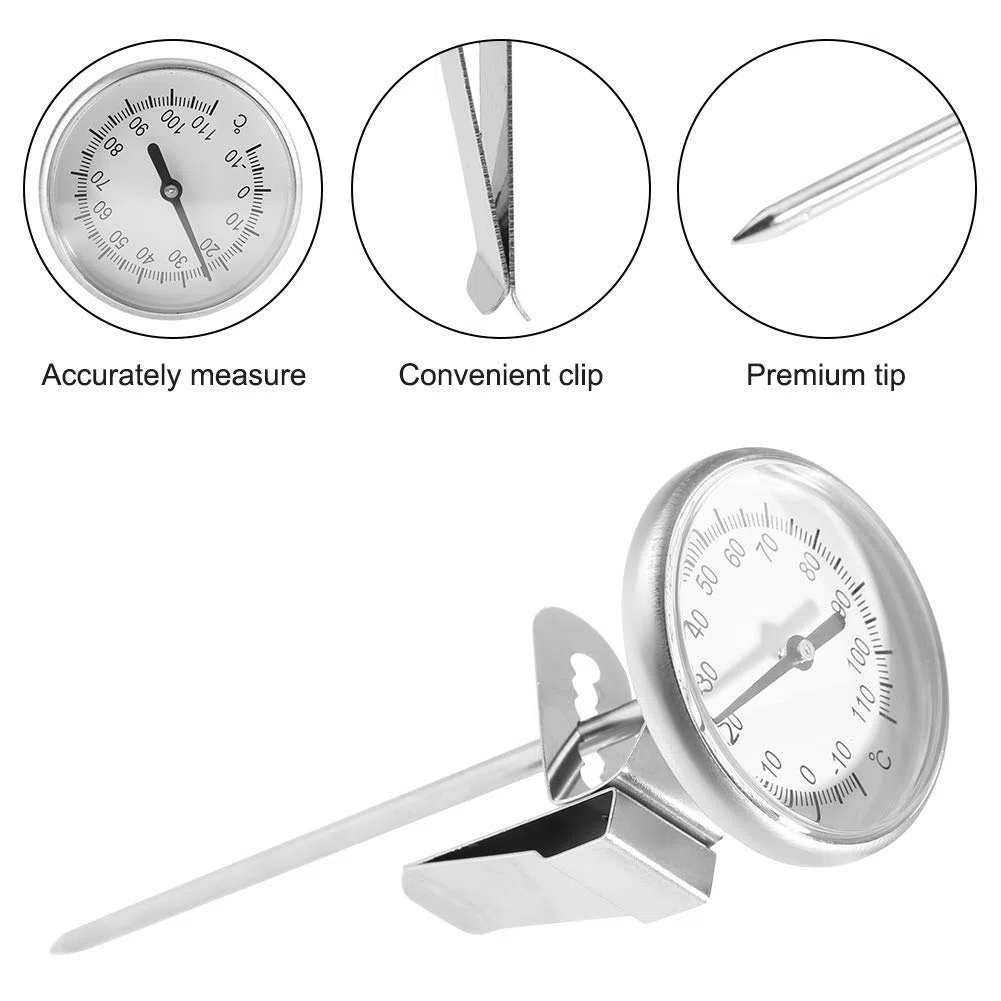 Instand Read Thermometer, 5,1 cm Zifferblatt, ideal für Kaffeegetränke, Schokoladen-Milchschaum